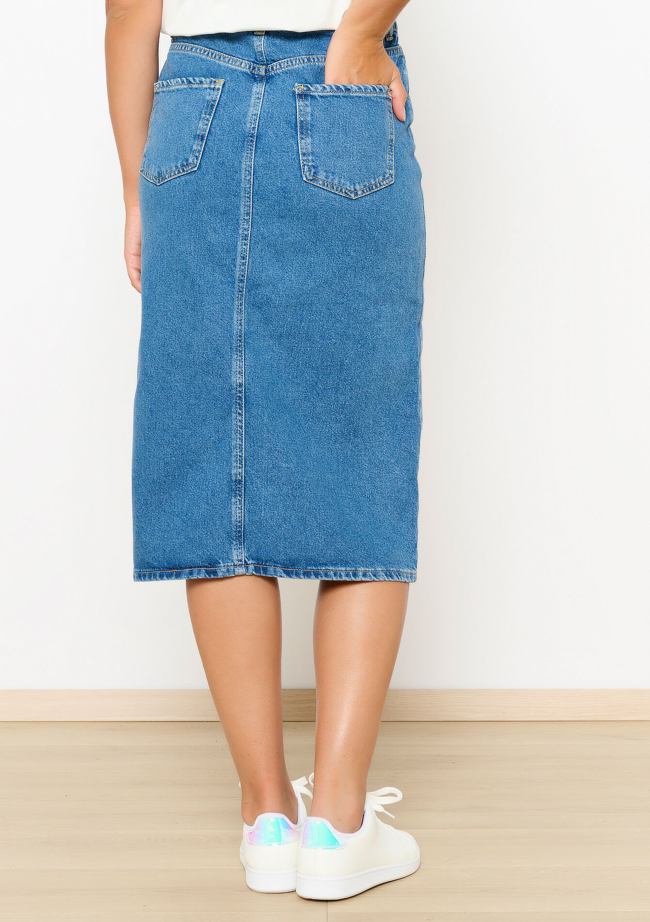 Denim midirok - MEDIUM BLUE - 07101266_0500