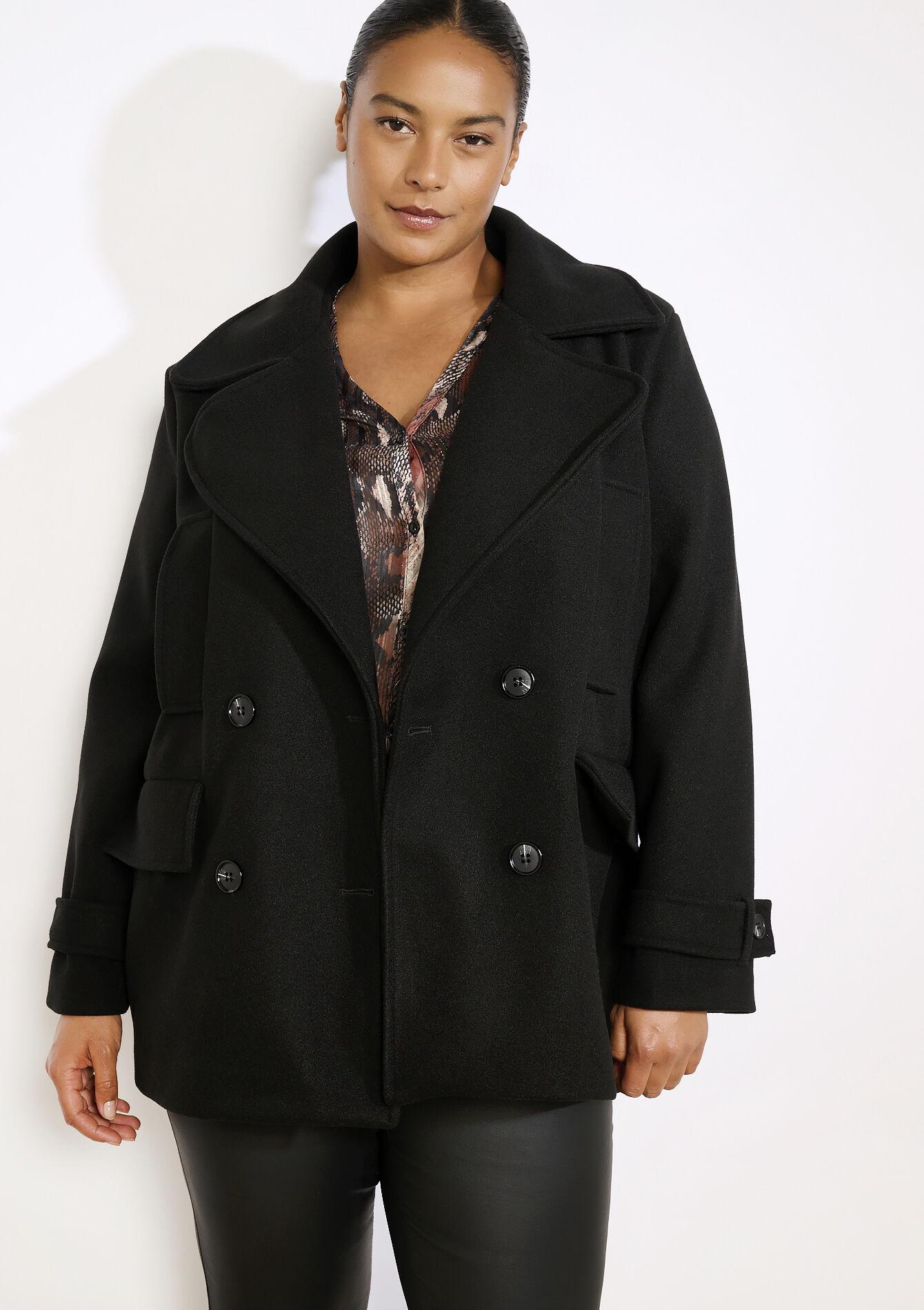 Manteau croisé, Manteau croisé - BLACK - 23000803_1119