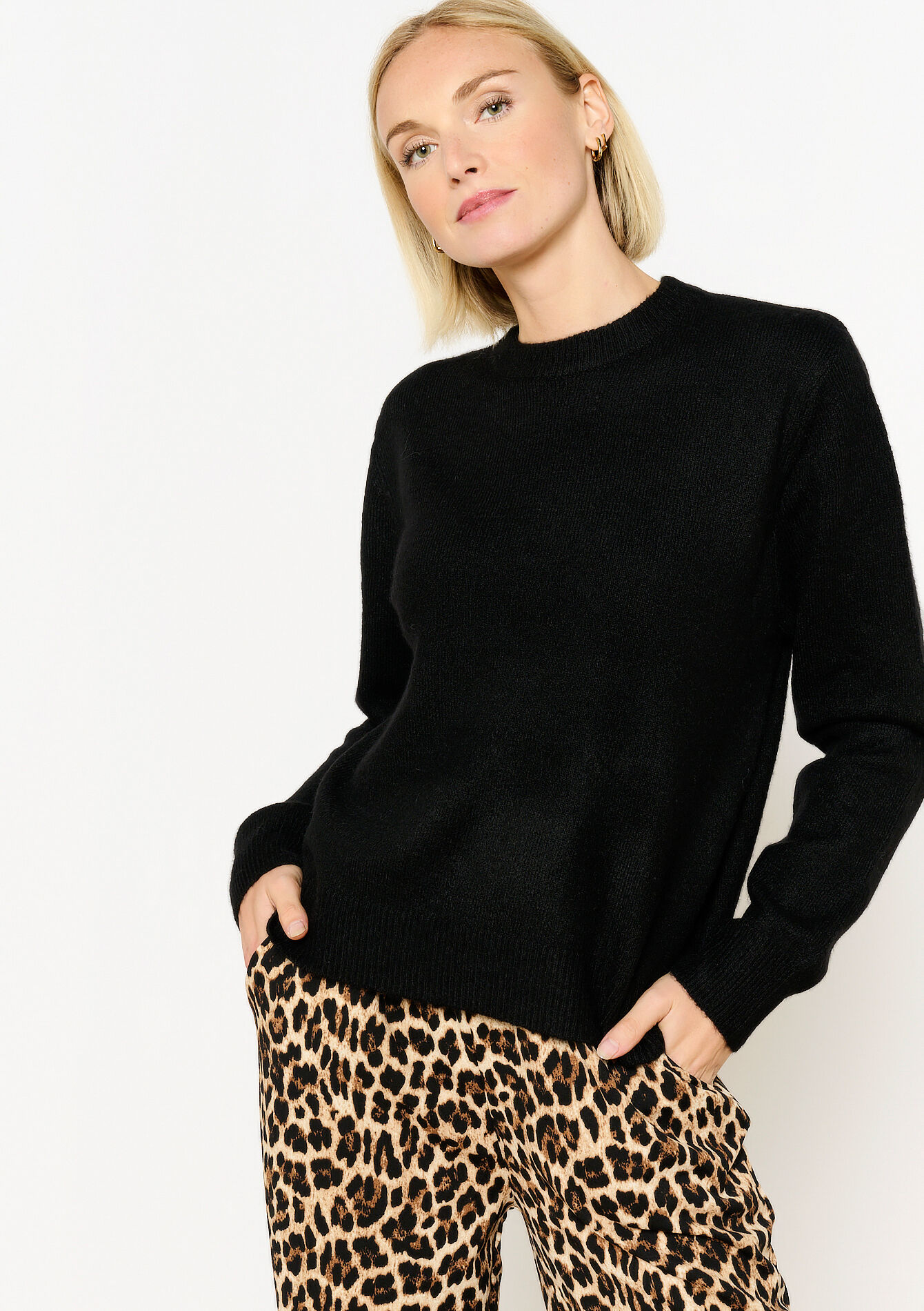 Basic trui met ronde hals, Basic trui met ronde hals - BLACK - 04006522_1119