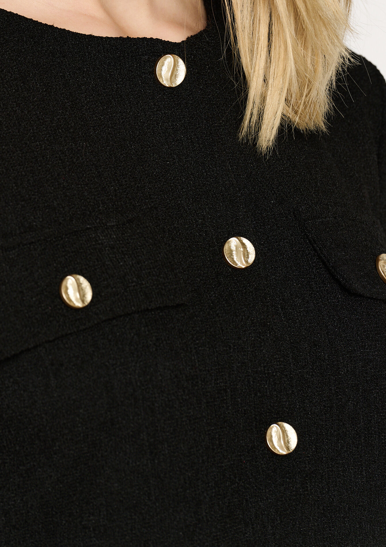 Veste en tweed avec boutons dorés, Veste en tweed avec boutons dorés - BLACK - 09101000_1119