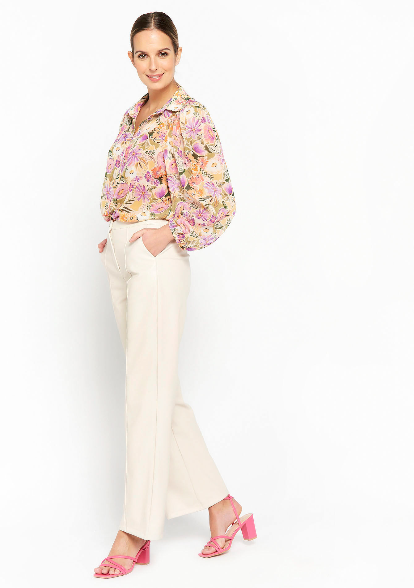 Chiffon hemd met bloemenprint, Chiffon hemd met bloemenprint - LILAC BRIGHT - 05702138