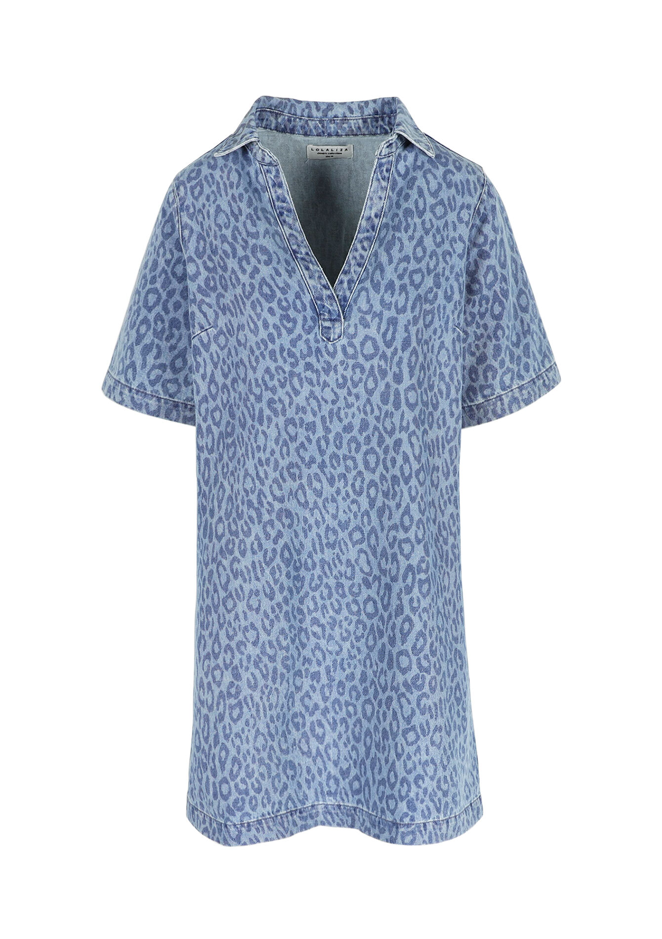 Hemdjurk met luipaardprint, Hemdjurk met luipaardprint - BLUE BLEACHED - 08104030_0502