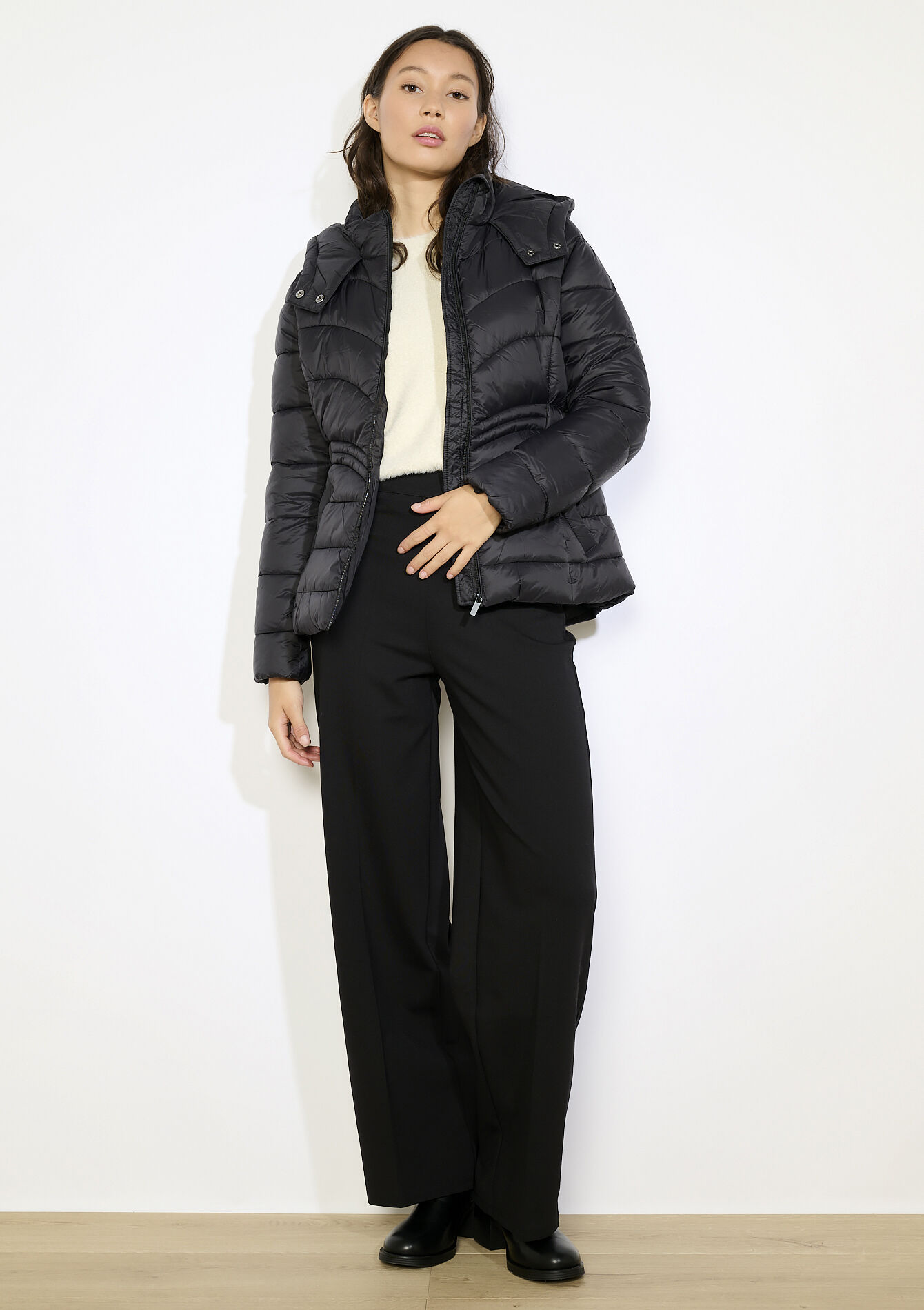 Doudoune courte zippée, Doudoune courte zippée - BLACK - 23000752_1119