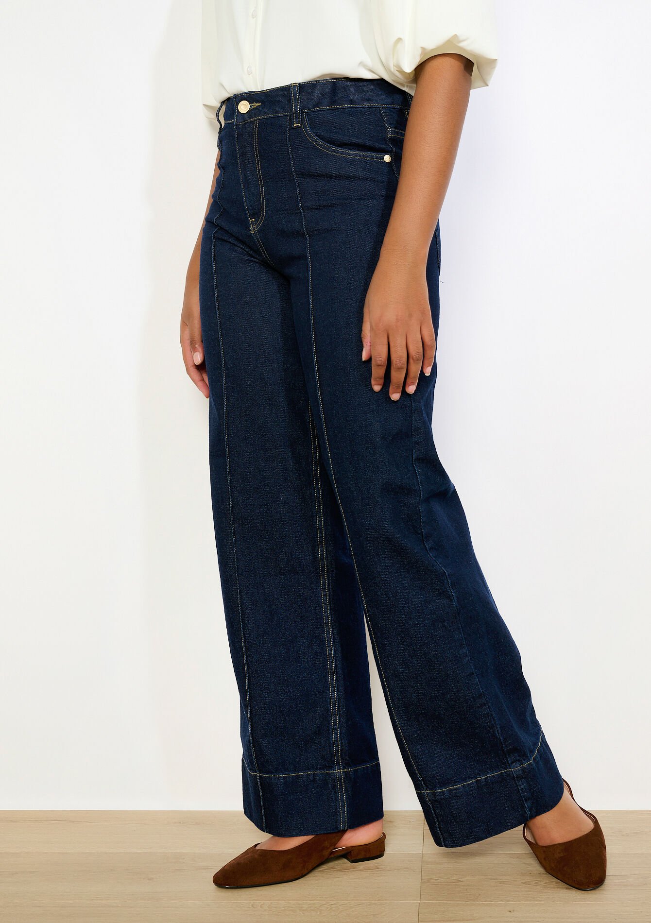 Jean large à surpiqûres - DARK BLUE - 22000657_0501