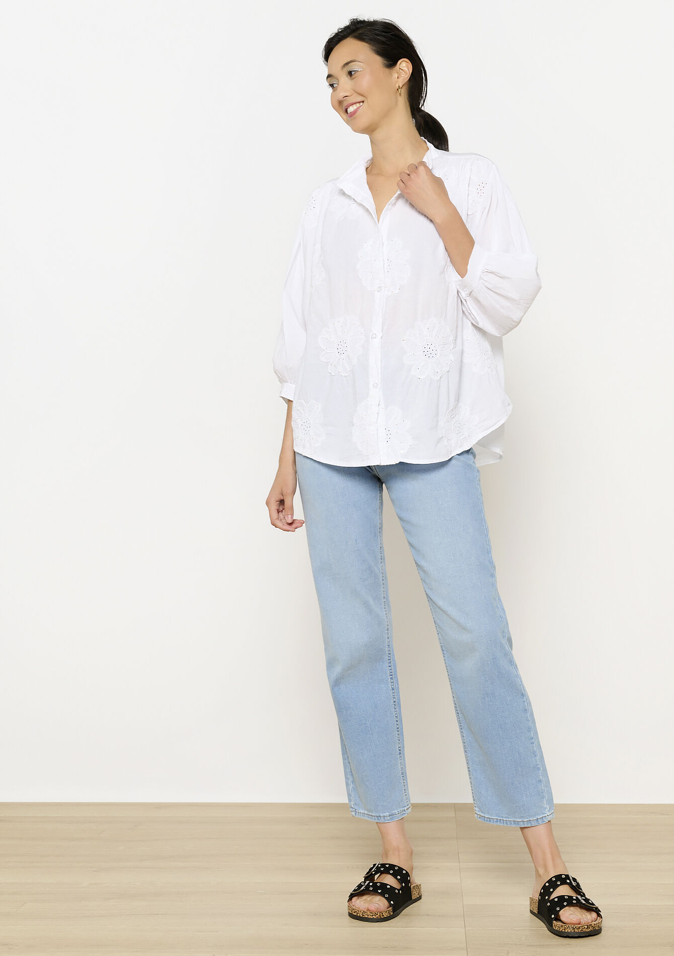 Chemise en broderie anglaise, Chemise en broderie anglaise - OPTICAL WHITE - 1134845