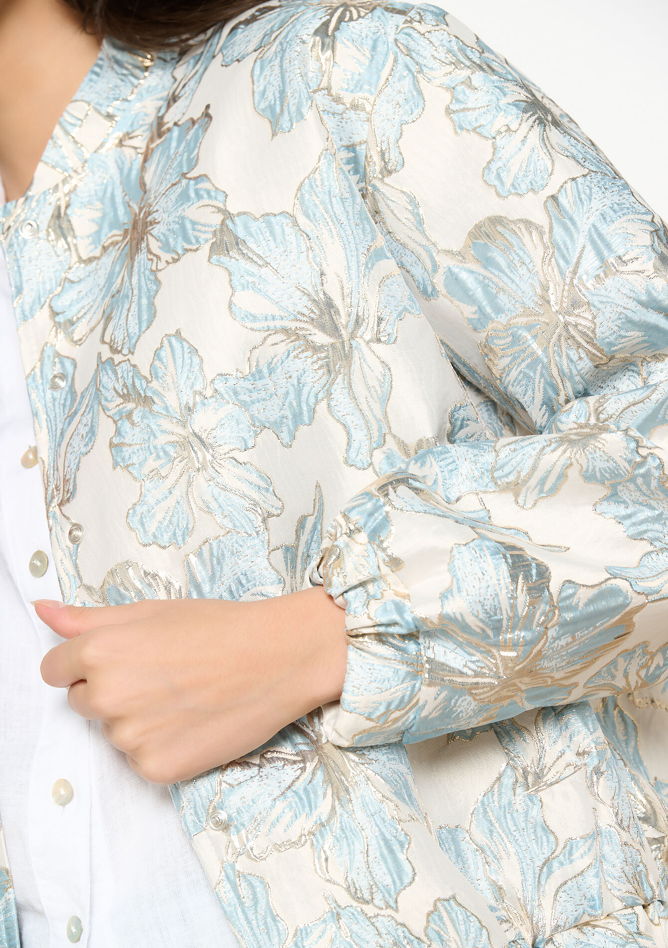 Veste en jacquard floral, Veste en jacquard floral - BLUE PASTEL - 09101069_3003