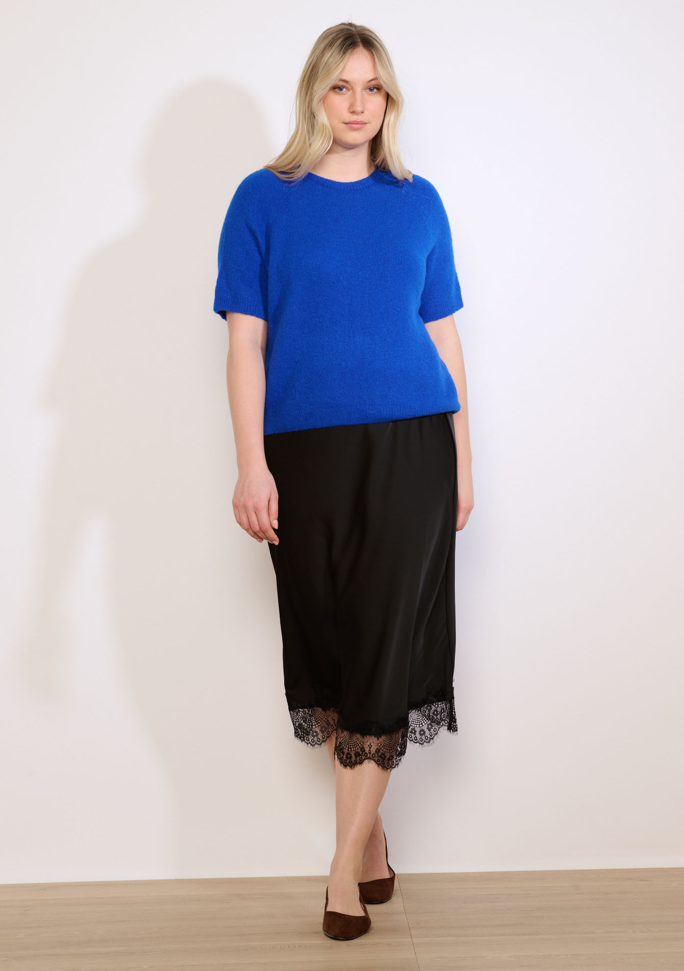 Gebreide trui met korte mouw - ELECTRIC BLUE - 04007206_1619