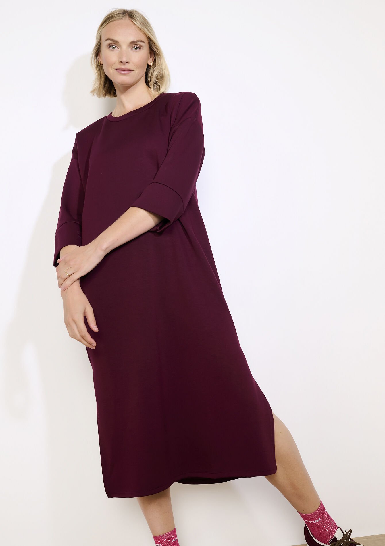 Casual sweaterjurk, Casual sweaterjurk - AUBERGINE - 08104389_1537