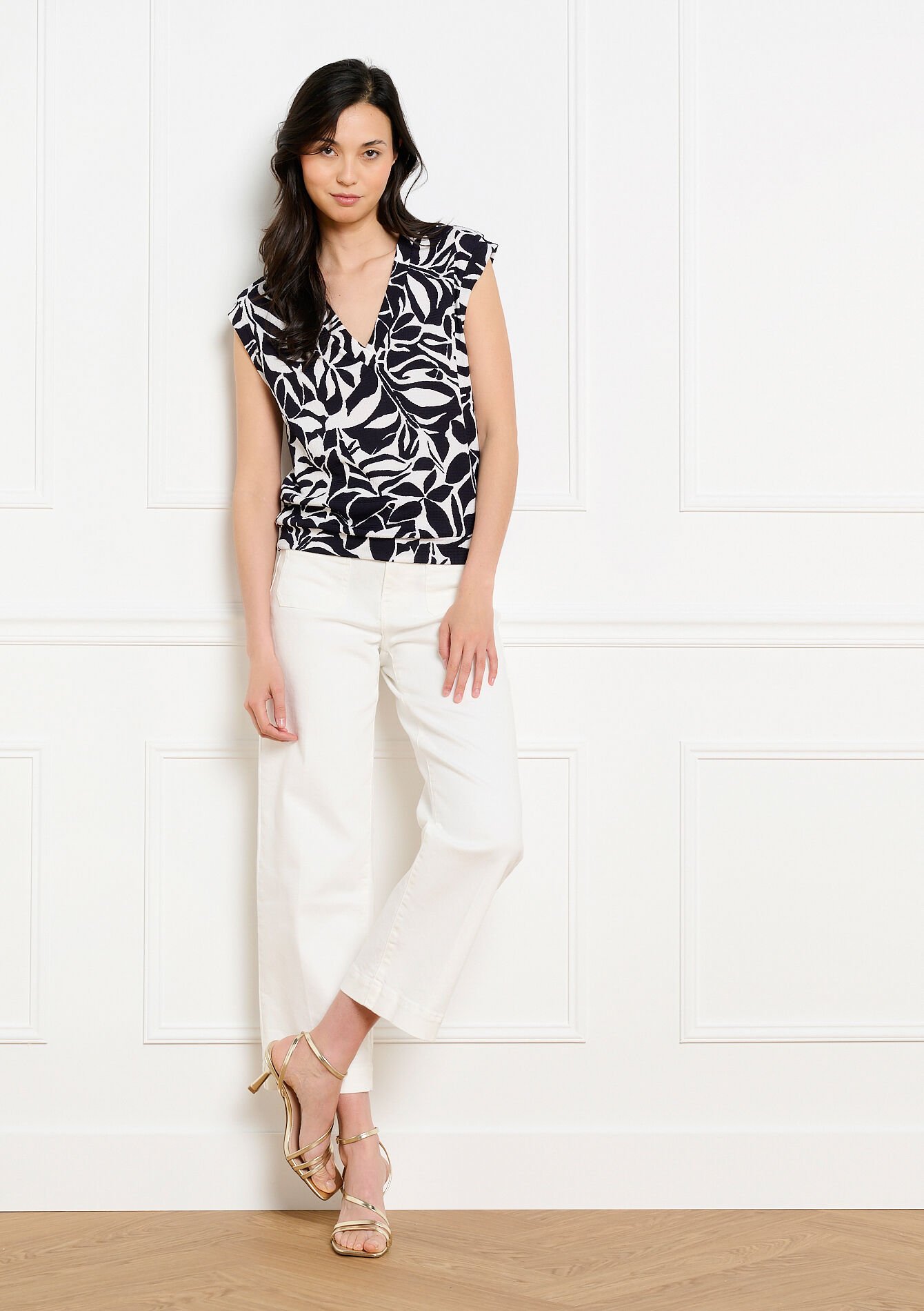 Top met bladmotief, Top met bladmotief - NAVY BASIC - 02302030_2723