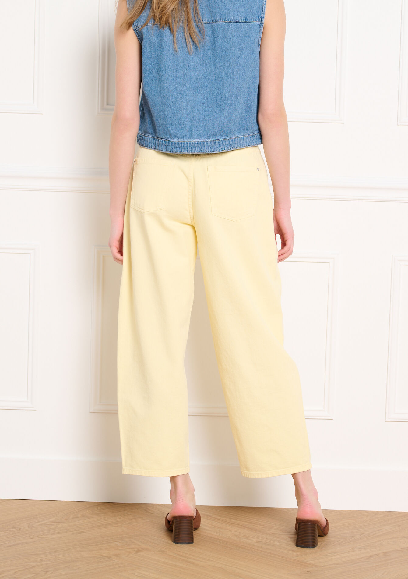 Hoge taille barrel broek - YELLOW PASTEL - 06004732_5004