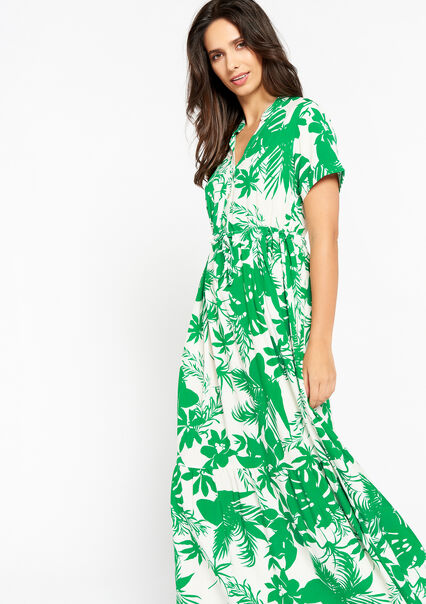 Maxi dress with floral print - GREEN APPLE  - 08602098_1783