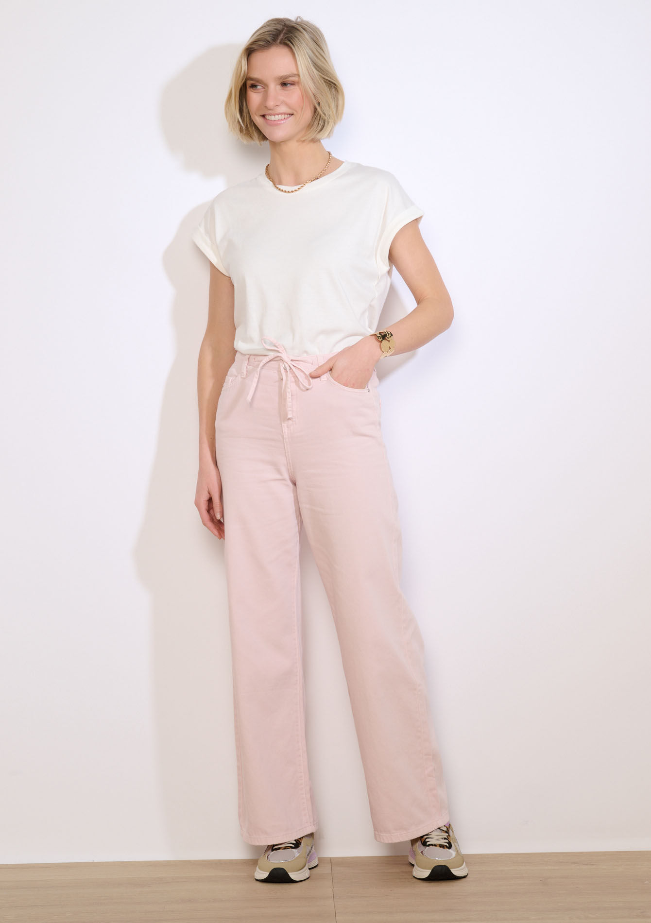 High waist wide leg jogpant, , back