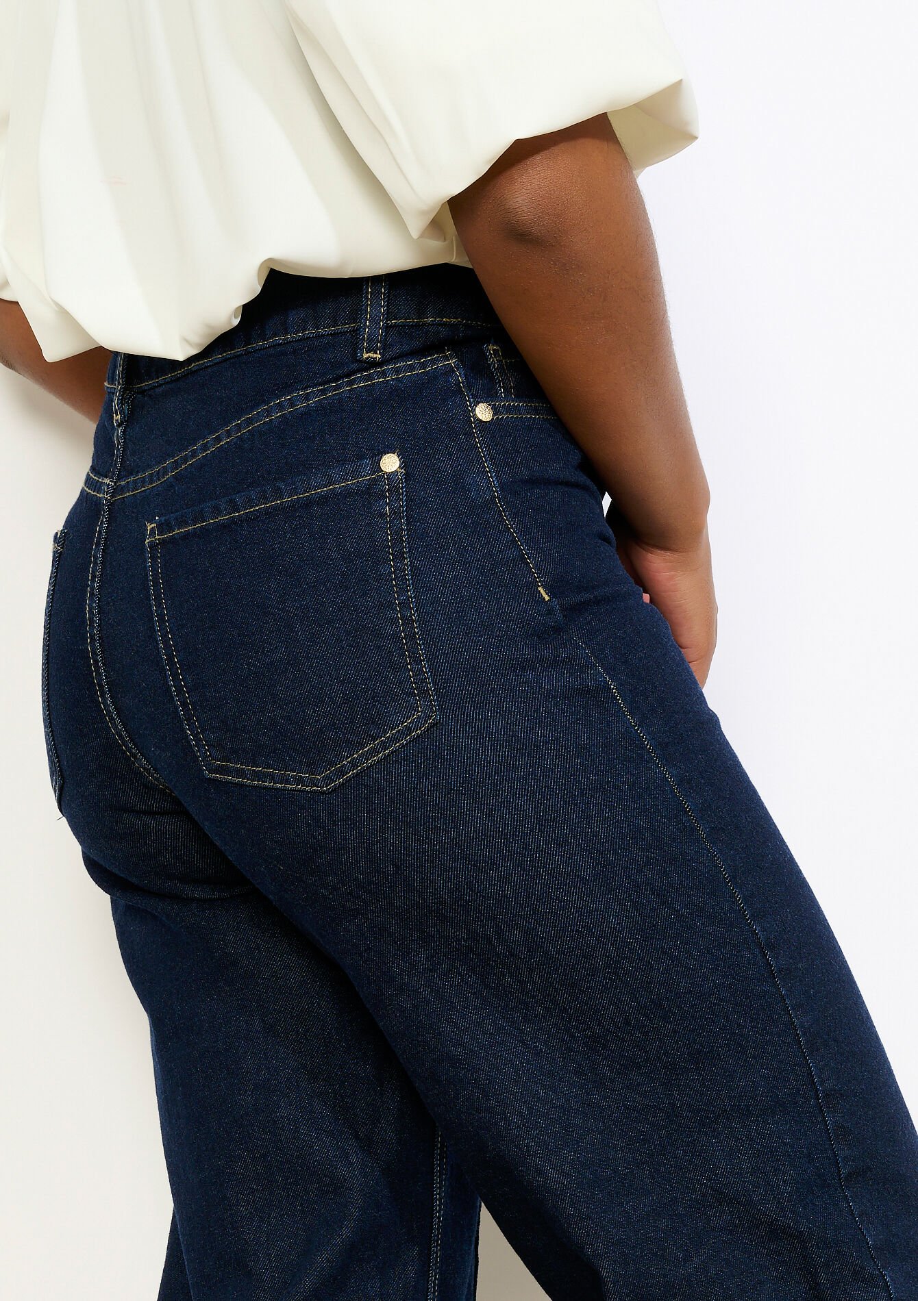 Jean large à surpiqûres - DARK BLUE - 22000657_0501