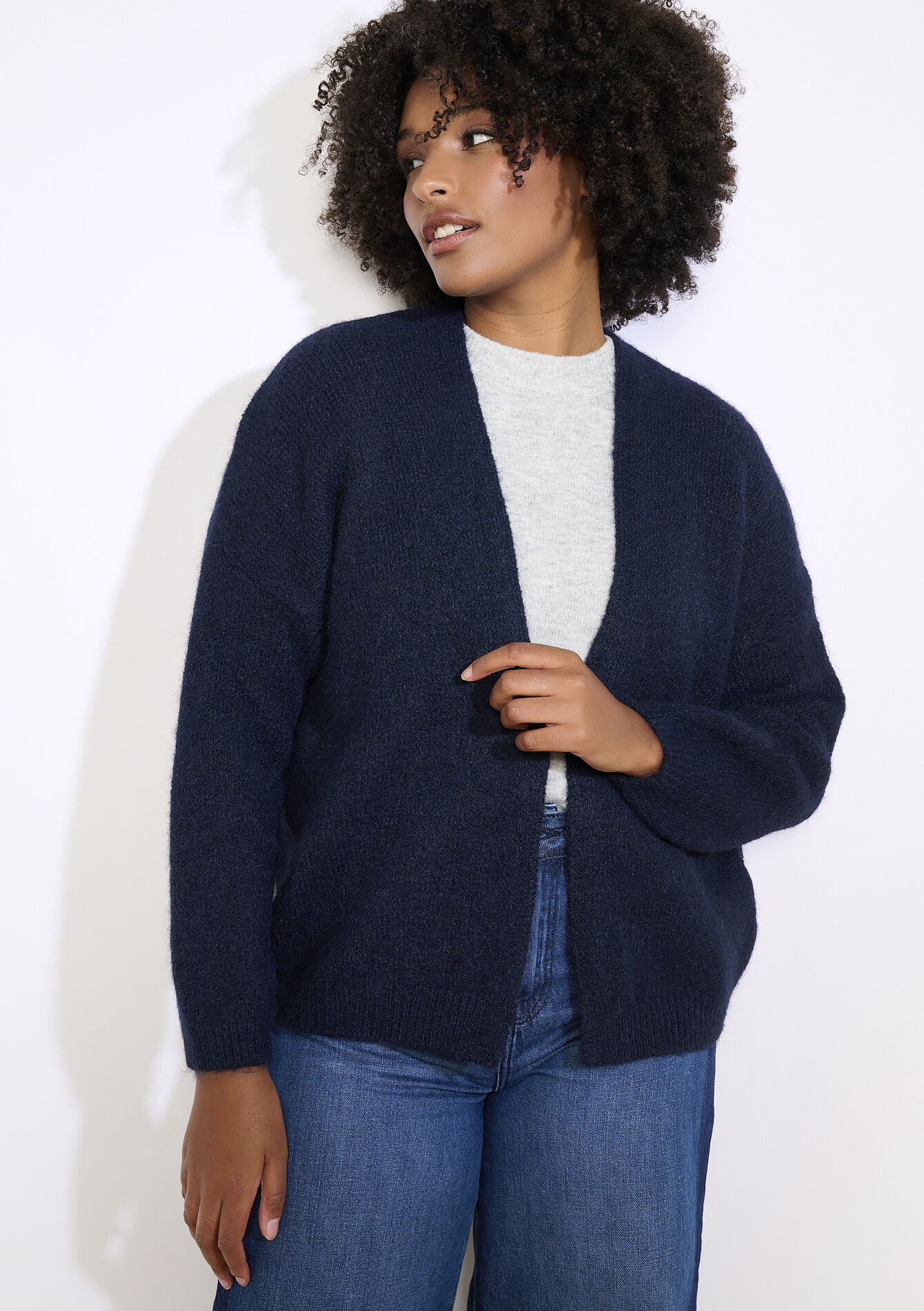 Open knit cardigan - NAVY BASIC - 04101387_2723