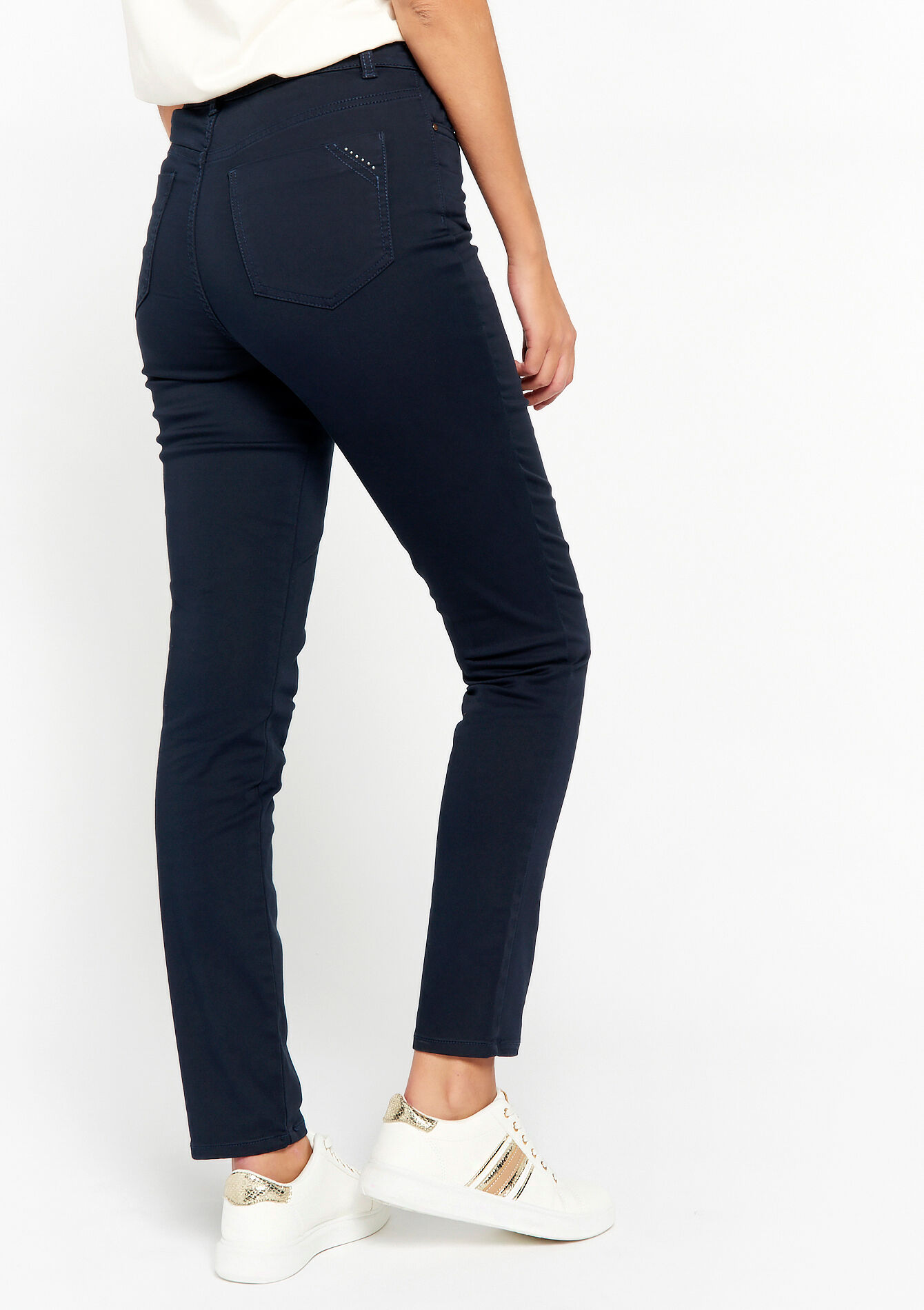Skinny broek met hoge taille, Skinny broek met hoge taille - NAVY BASIC - 06004342_2723