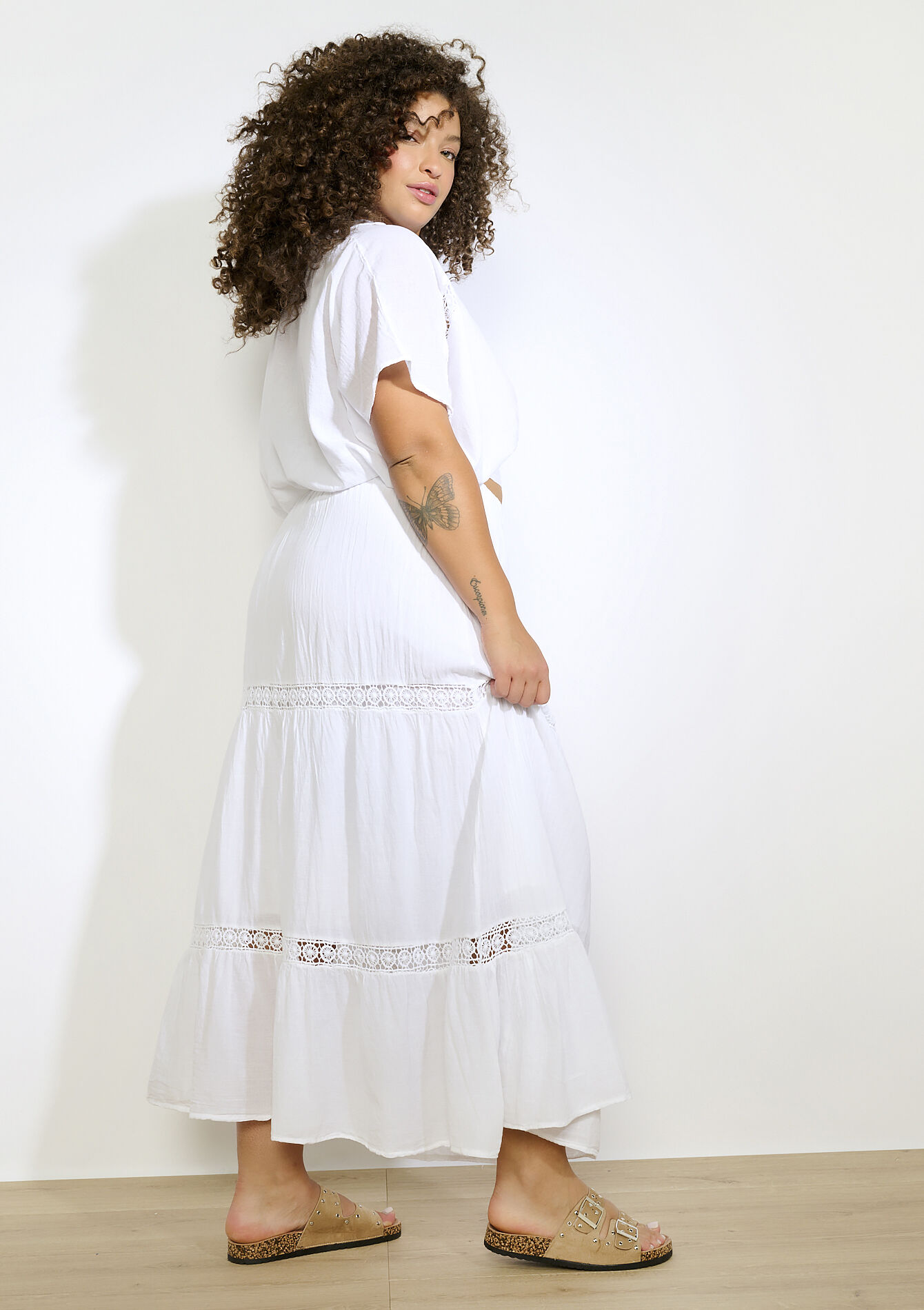 Bohemian maxi skirt, Bohemian maxi skirt - OPTICAL WHITE - 07101386