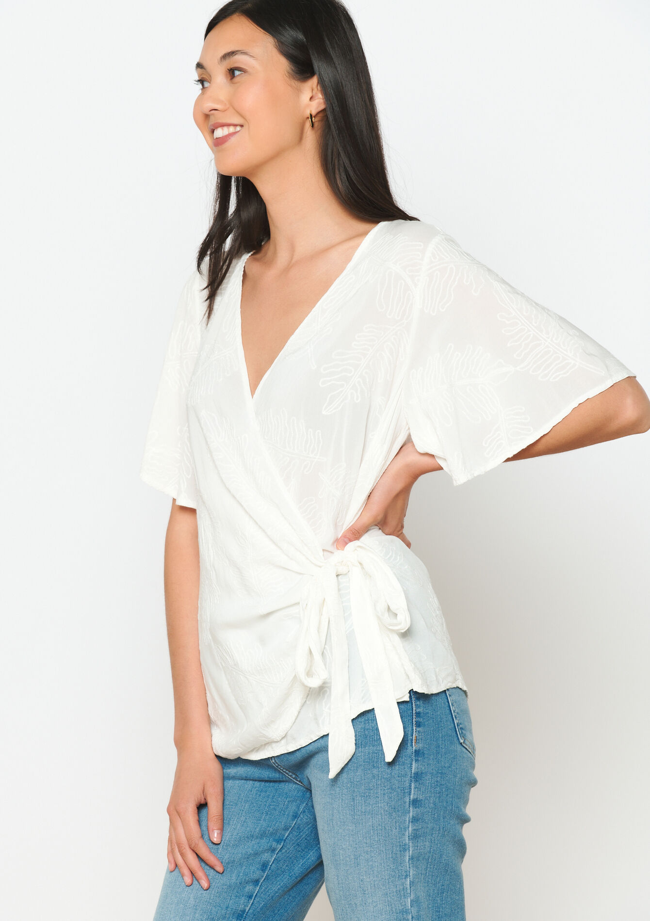 Haut cache-coeur avec broderie, Haut cache-coeur avec broderie - OFFWHITE - 05702548_1001