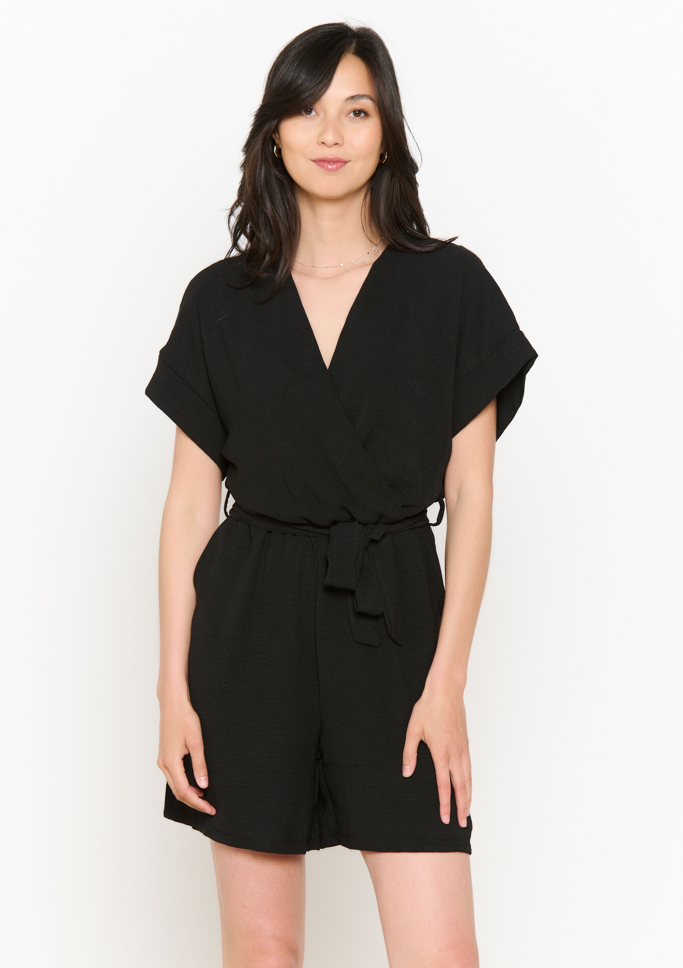 Playsuit met ceintuur, Playsuit met ceintuur - BLACK - 06004627_1119