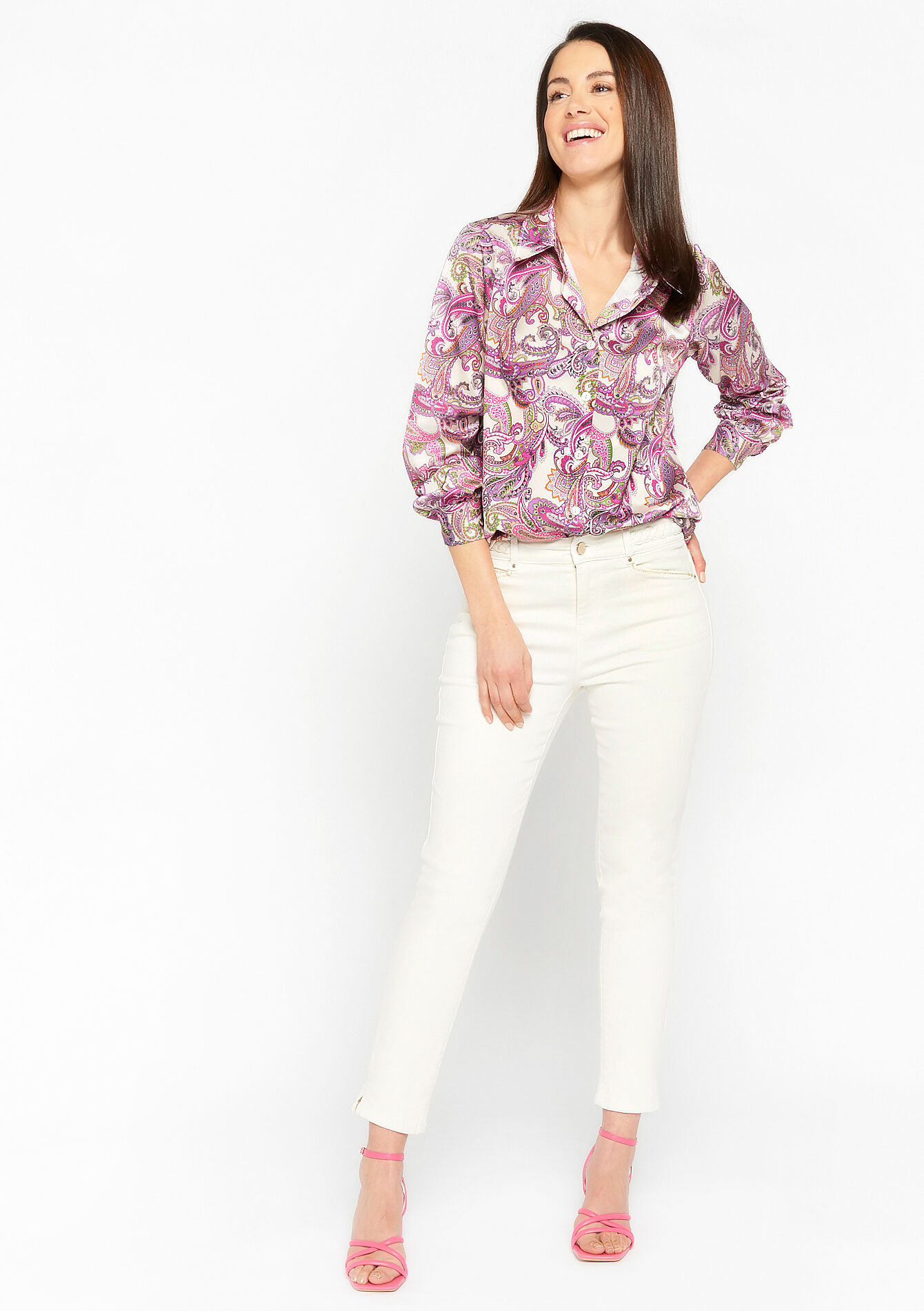 Oversized shirt with paisley print, Oversized shirt with paisley print - VIOLINE - 05702141_2576