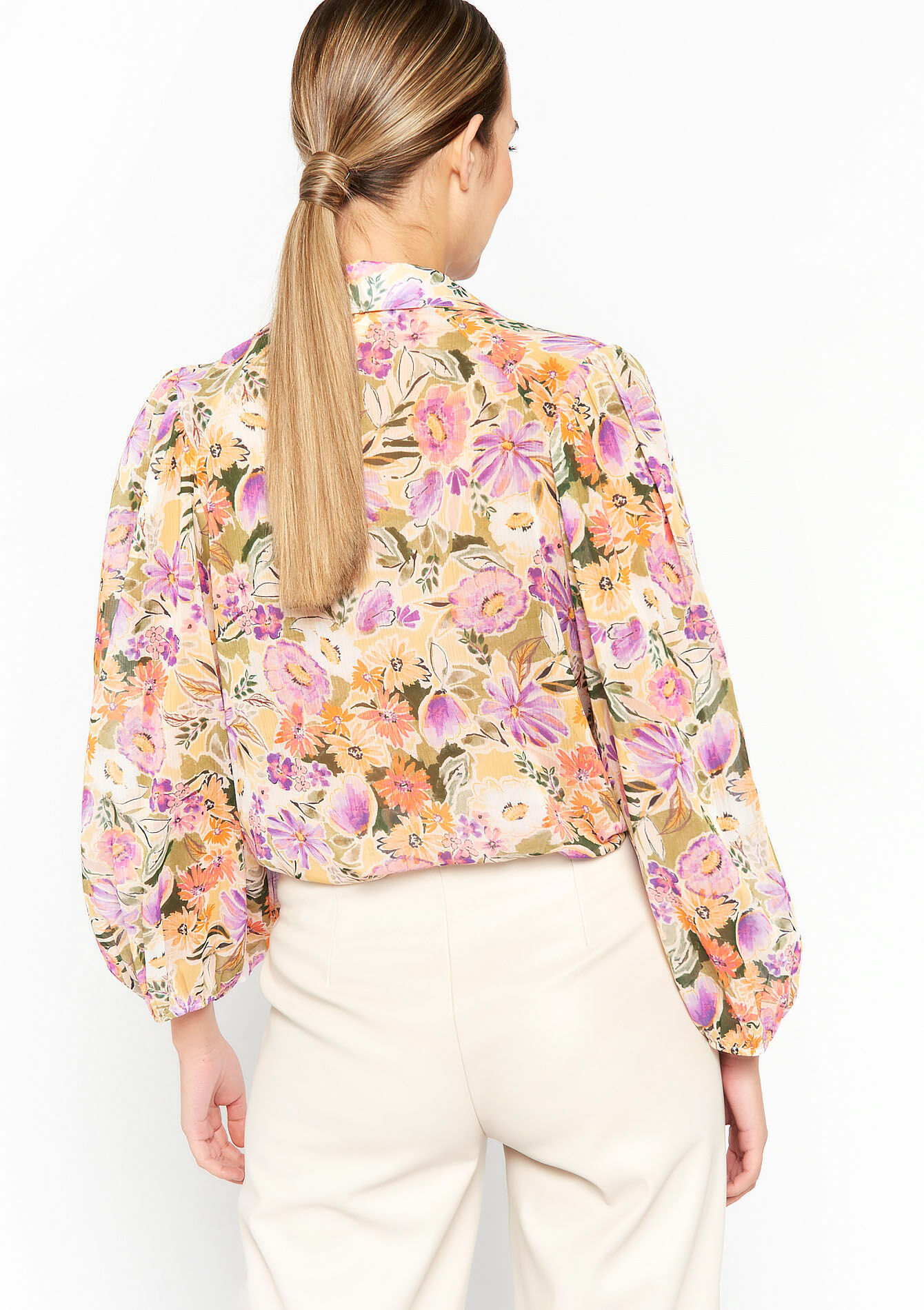 Chiffon hemd met bloemenprint, Chiffon hemd met bloemenprint - LILAC BRIGHT - 05702138