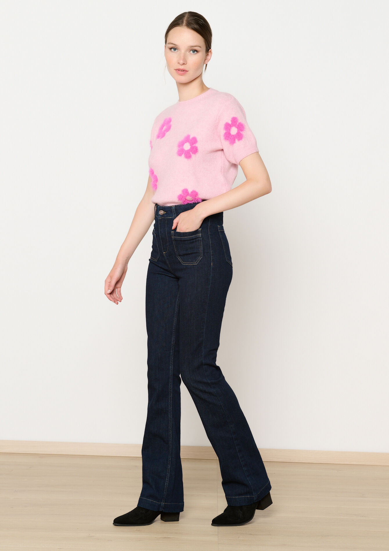 Jean bootcut taille haute, Jean bootcut taille haute - DARK BLUE - 22000553_0501