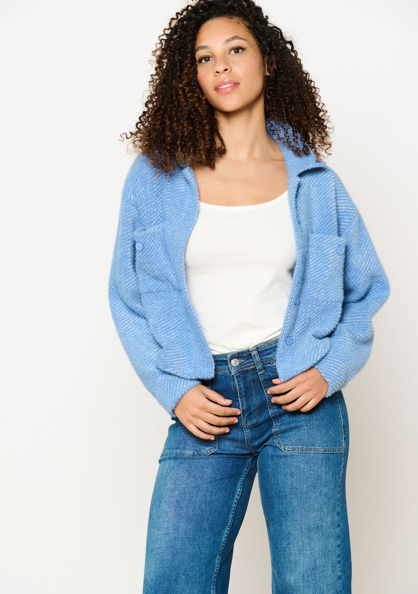 Cropped jasje, Cropped jasje - BLUE FAIENCE - 09101011_1584