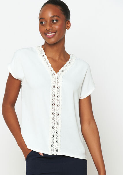 Blouse with embroidery - OPTICAL WHITE - 05702479_1019