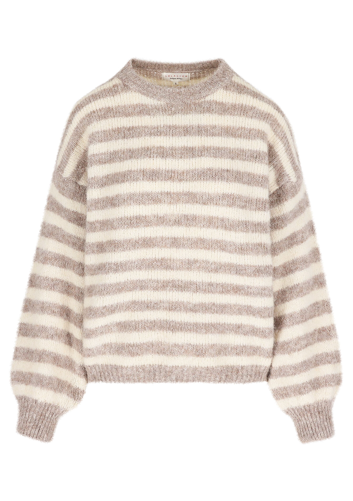 Oversized gestreepte trui - TAUPE - 04007092_1021