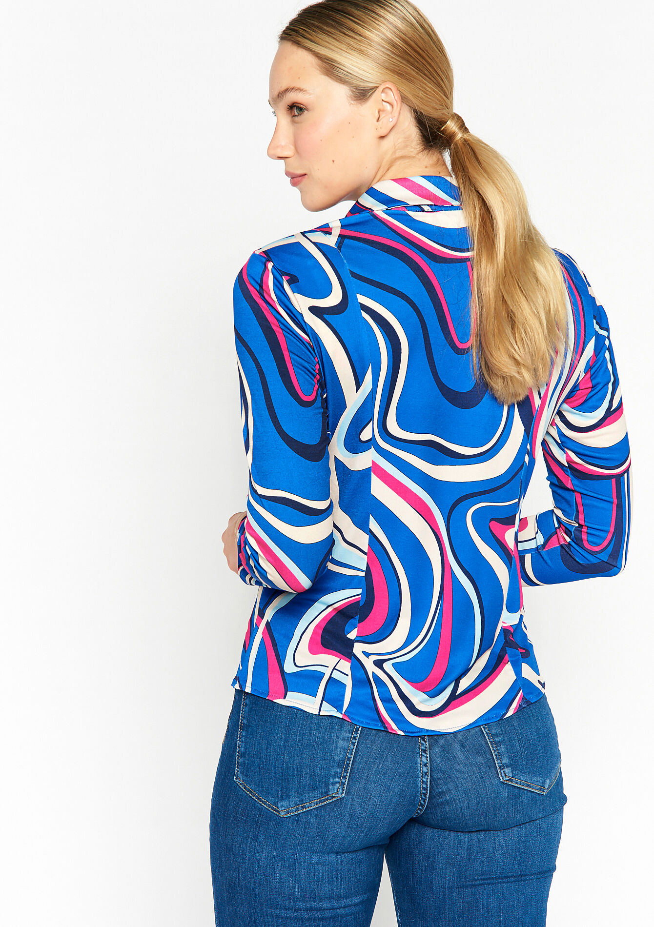 Shirt with abstract print, Shirt with abstract print - BLUE FAIENCE - 02301361