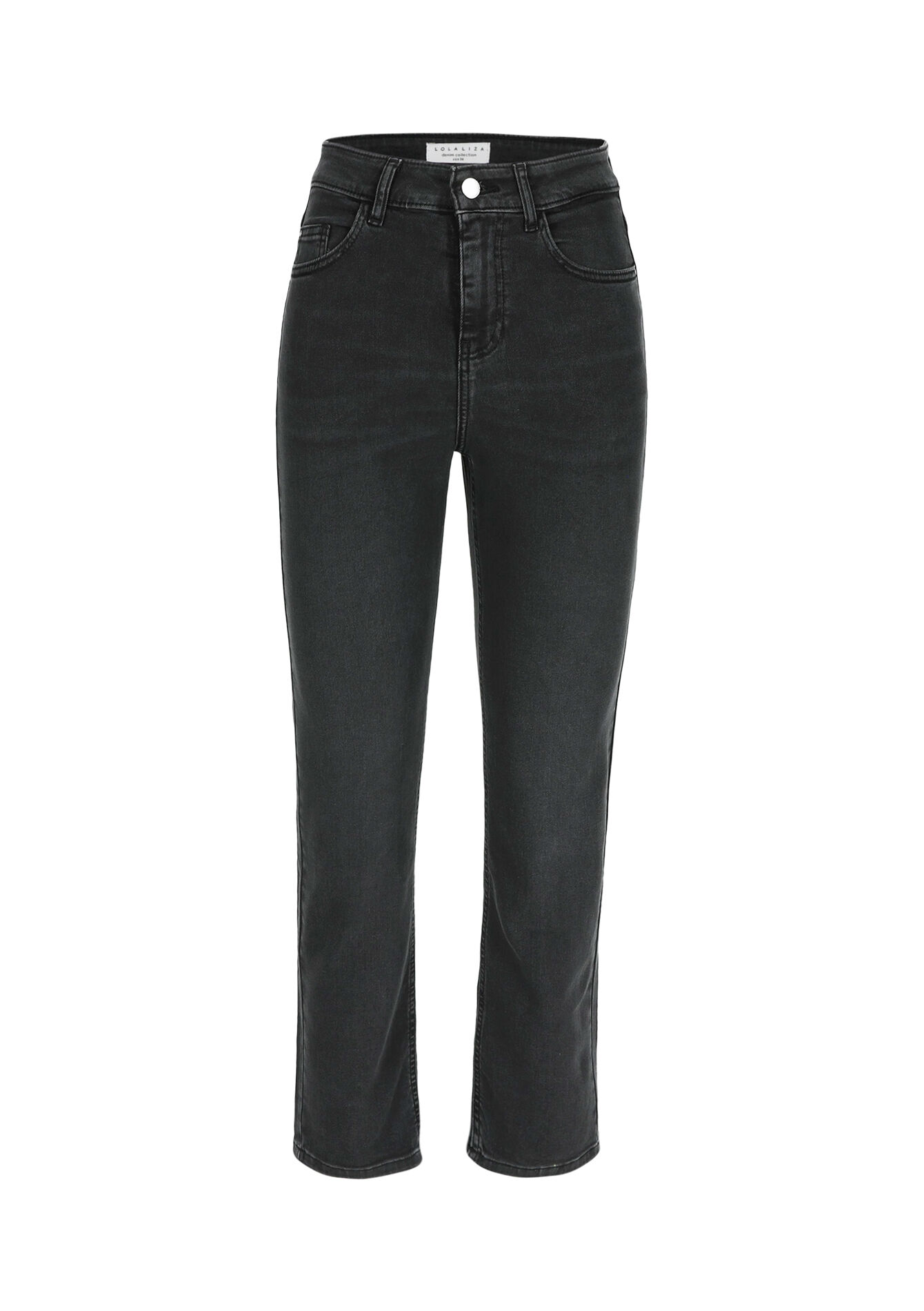Rechte jeans met hoge taille, Rechte jeans met hoge taille - DARK GREY - 22000535_0513