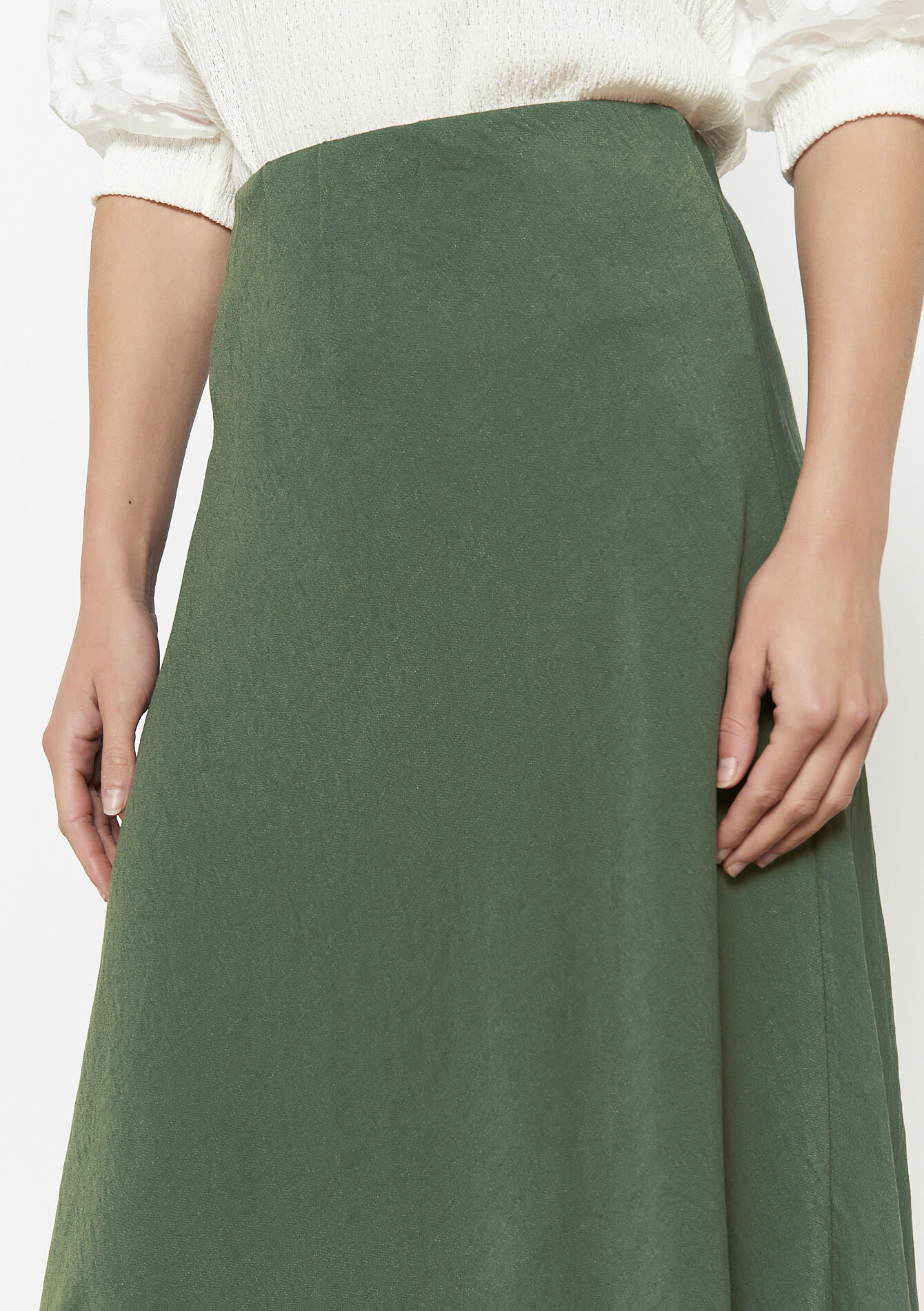 Losvallende maxi-rok - KHAKI MED - 07101371_4327