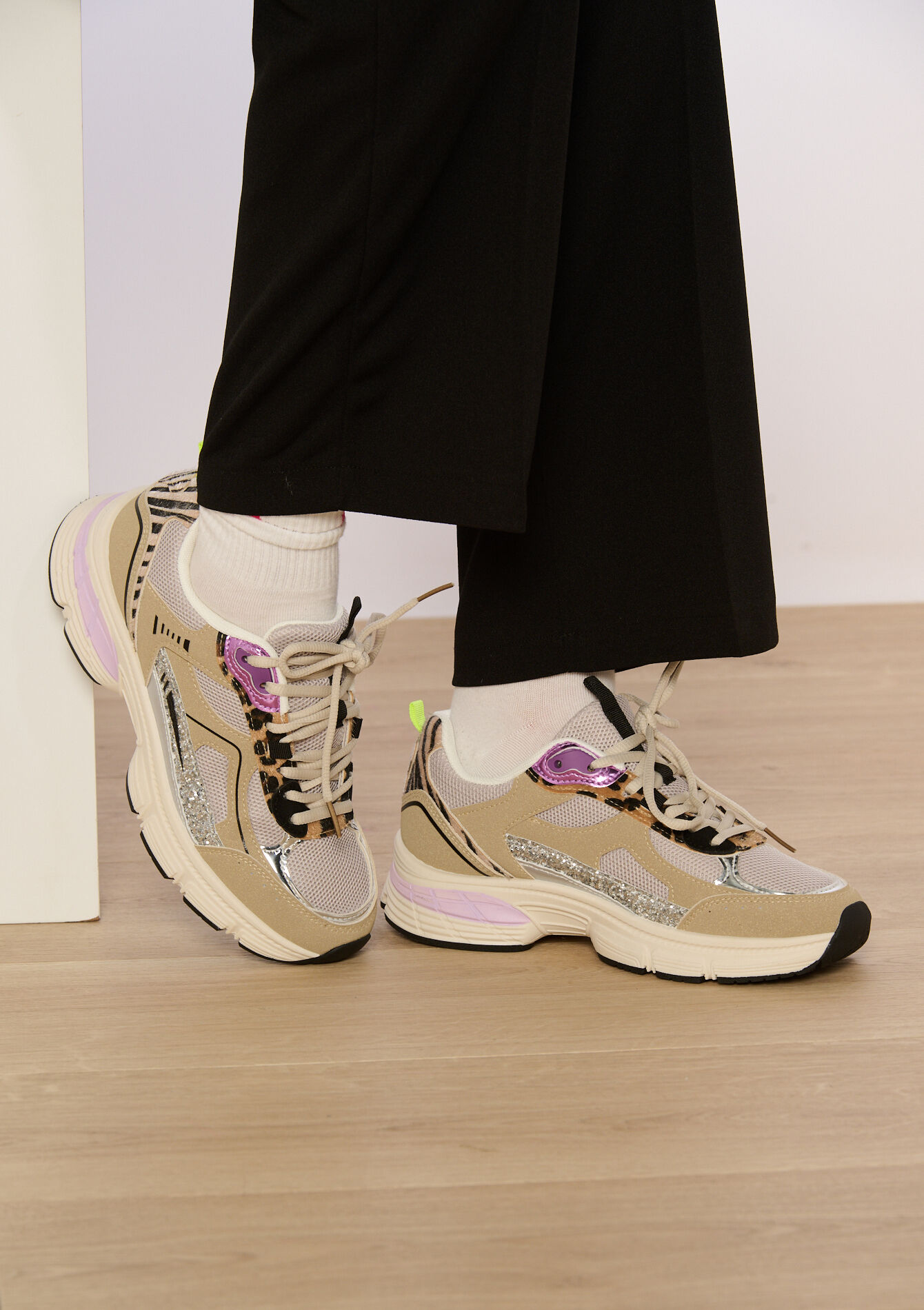 Baskets multimatériaux - LT BEIGE - 13000838_2527