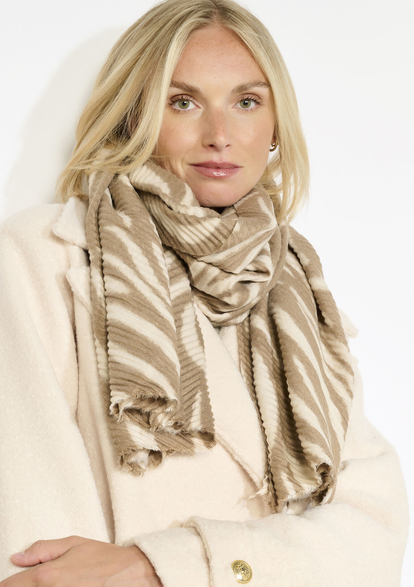 Plissé zebra sjaal, Plissé zebra sjaal, , hi-res