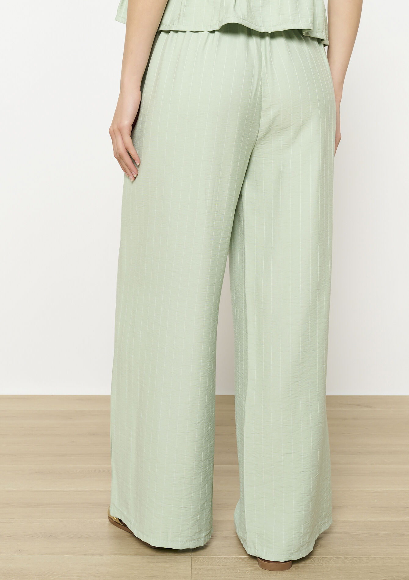 Wijde broek met strepen, Wijde broek met strepen - MINT GREEN - 06600991_1723