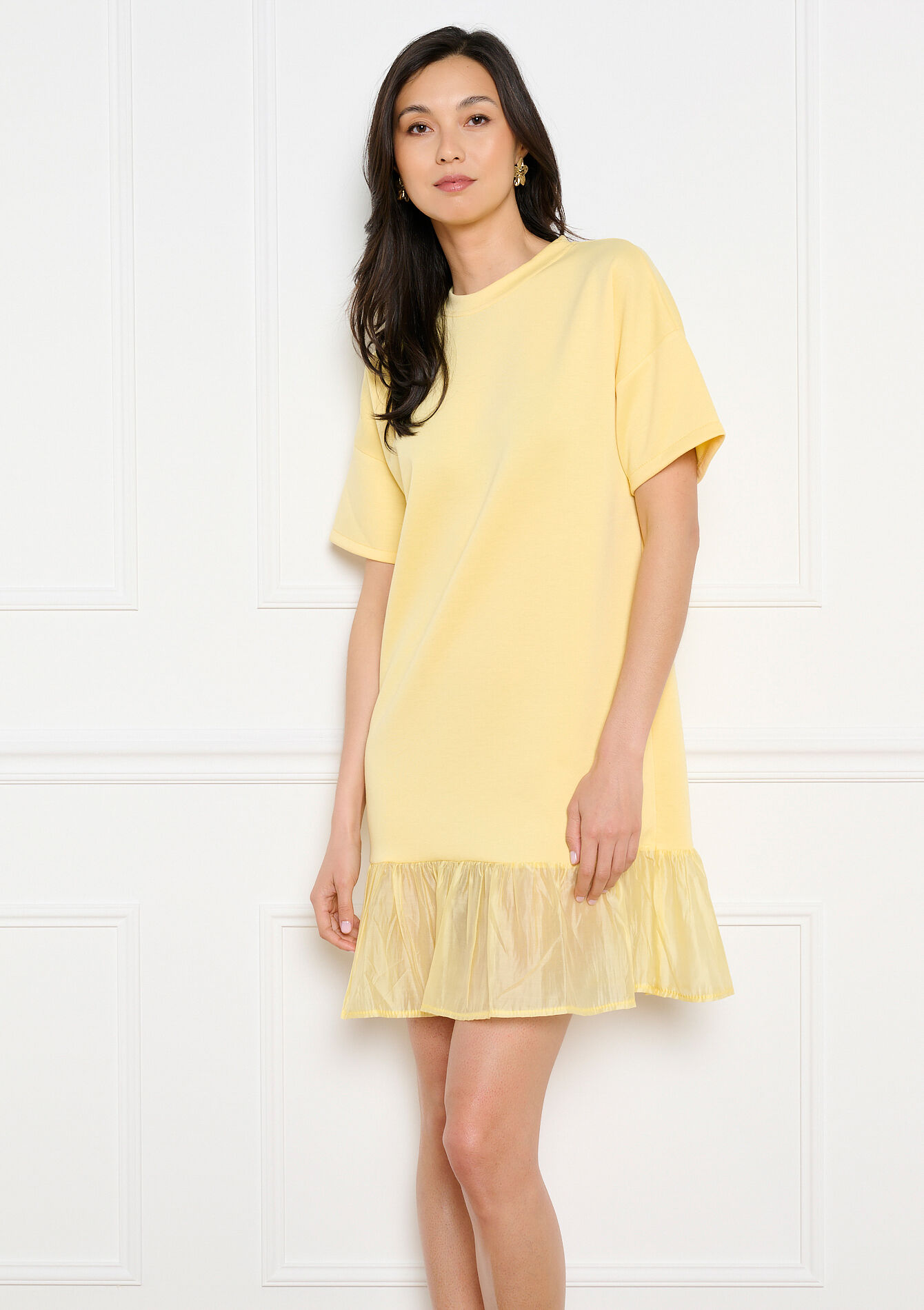 Mini jurk met volantzoom, , back