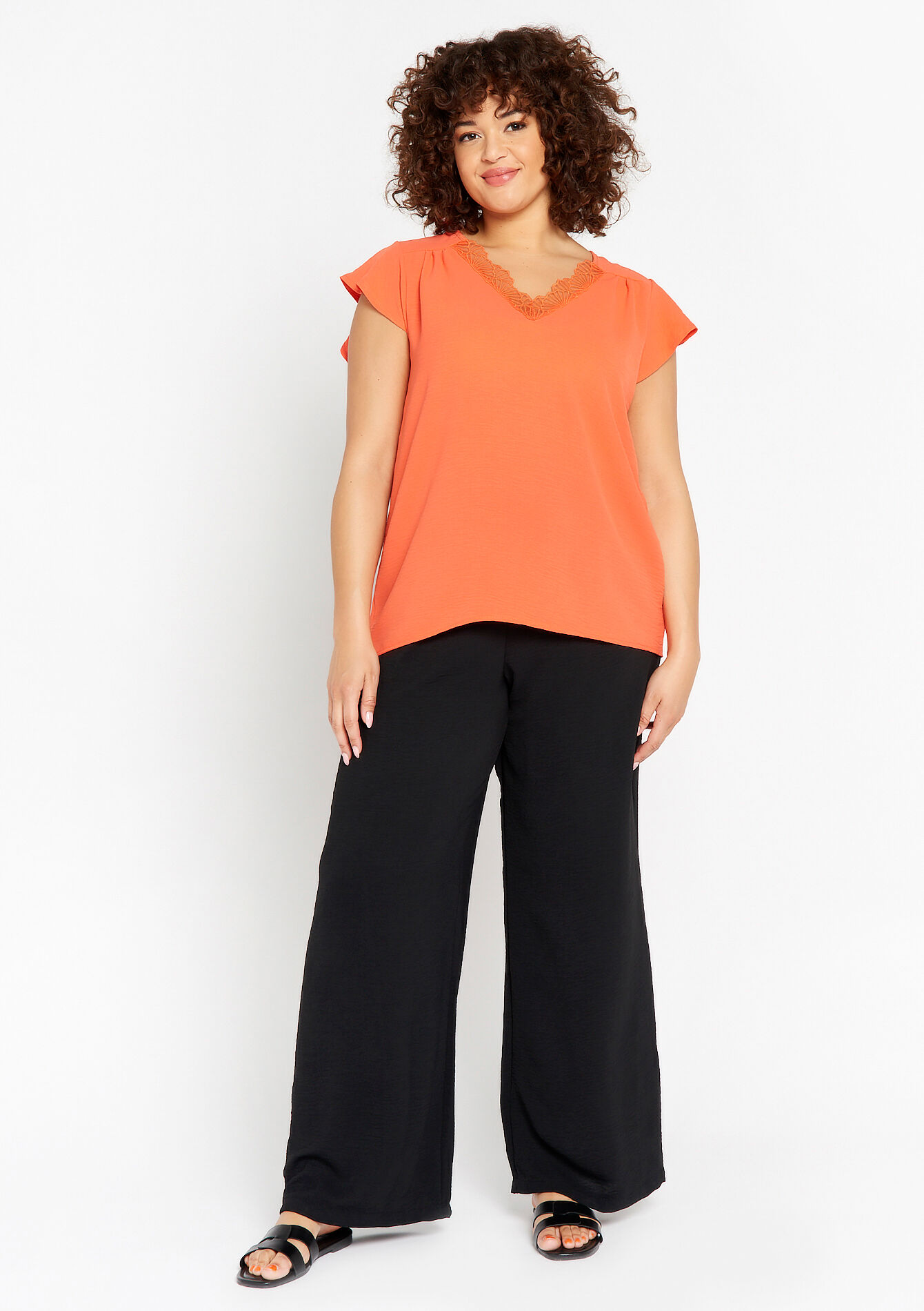 Blouse à manches papillon, Blouse à manches papillon - CORAL BRIGHT - 1075836