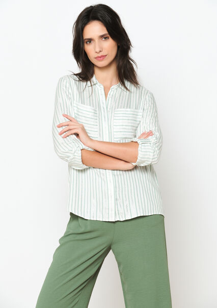 Striped shirt with lurex - KHAKI FADED - 05702406_4326