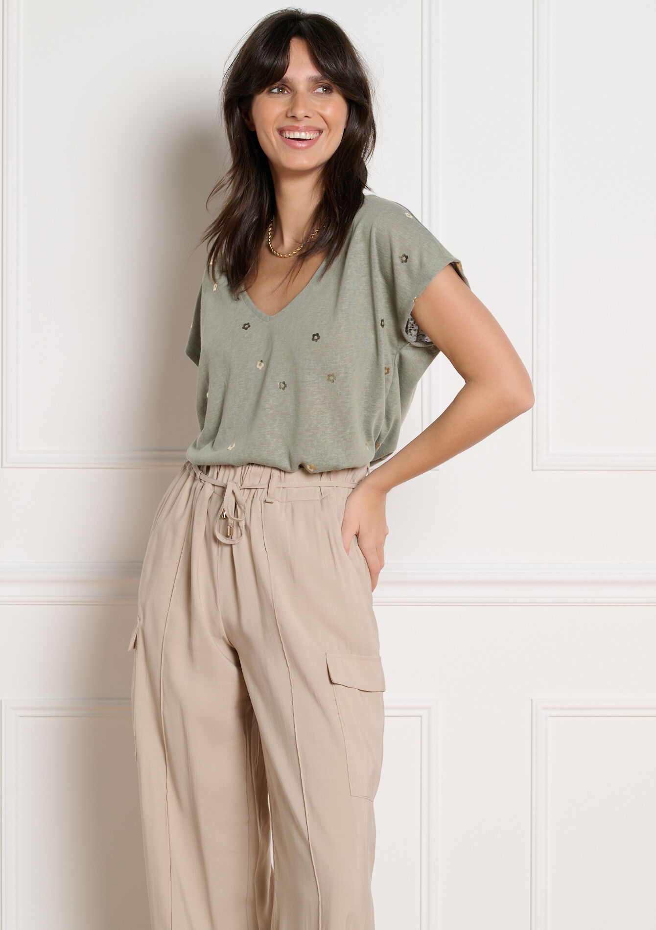 T-shirt à imprimé foil - KHAKI FADED - 02301945_4326