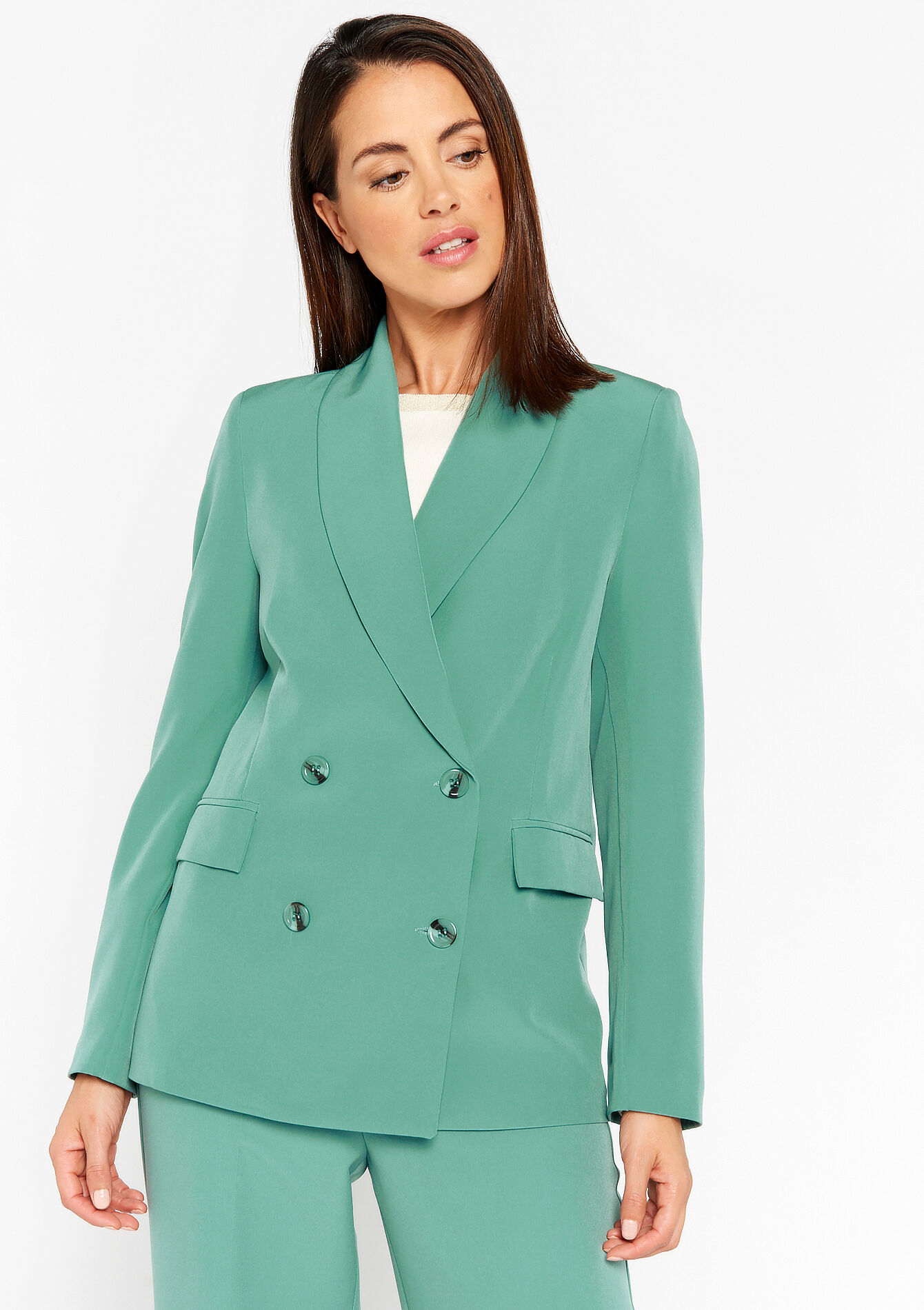 Suiting blazer, Suiting blazer - ALMOND GREEN - 09100829_1724
