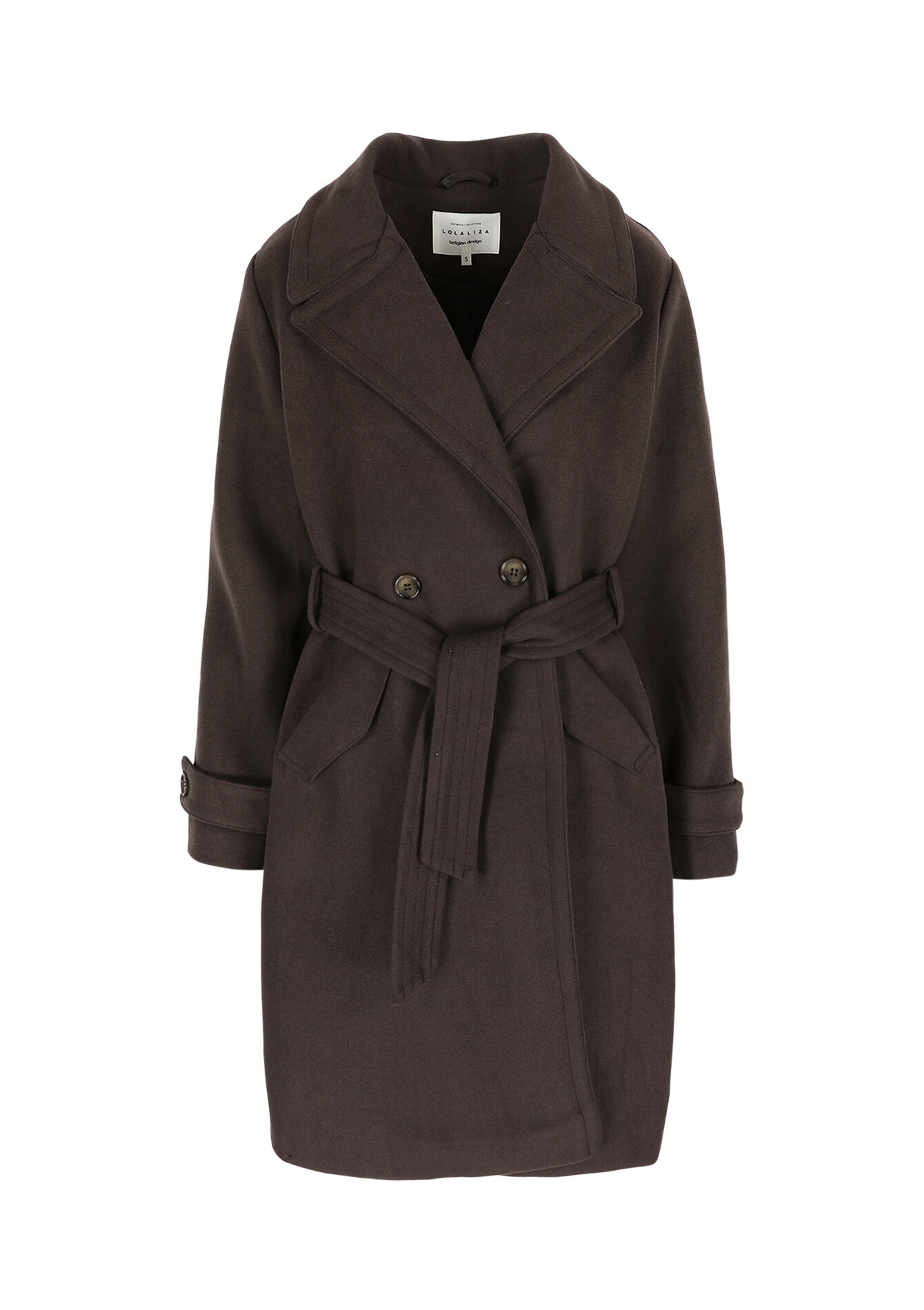Manteau ceinturé structuré, Manteau ceinturé structuré - BROWN DARK CHOCOLATE - 23000748_3720