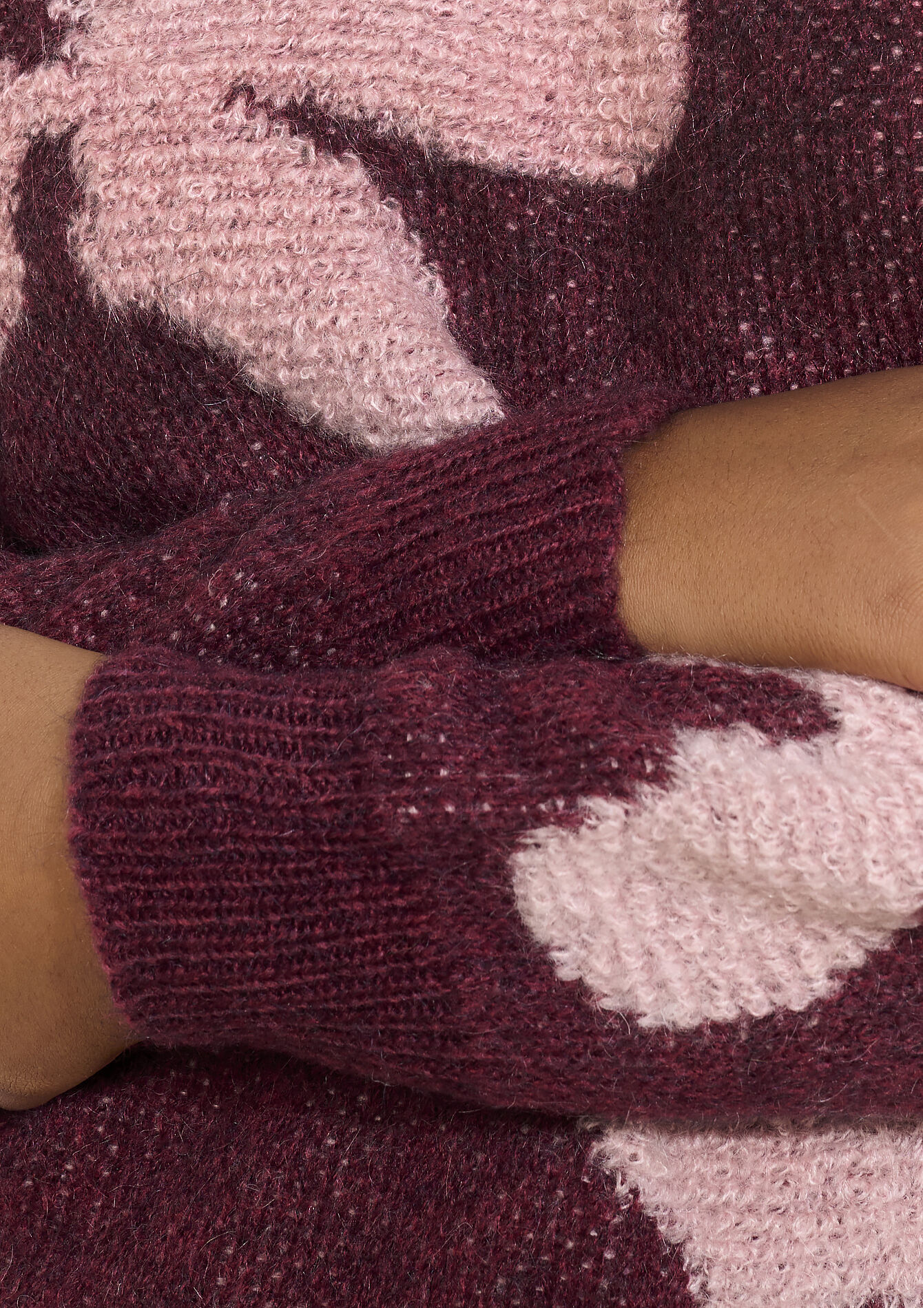 Floral jacquard knit sweater - BORDEAUX WINE - 04007116