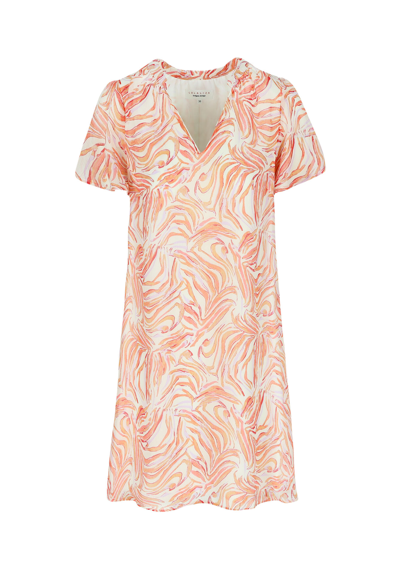 Straight dress with animal print, Straight dress with animal print - ORANGE MANGO - 08103444_2575