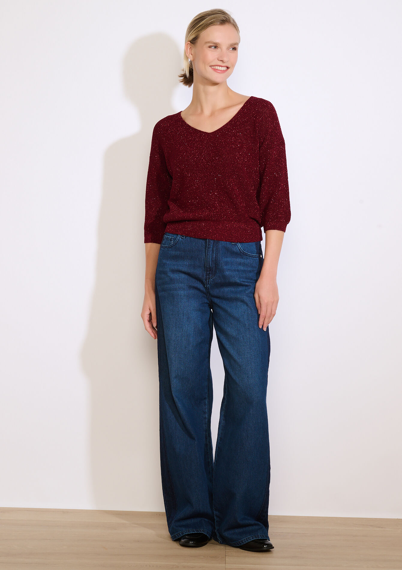 Fijne glittertrui, Fijne glittertrui - AUBERGINE - 04007049_1537