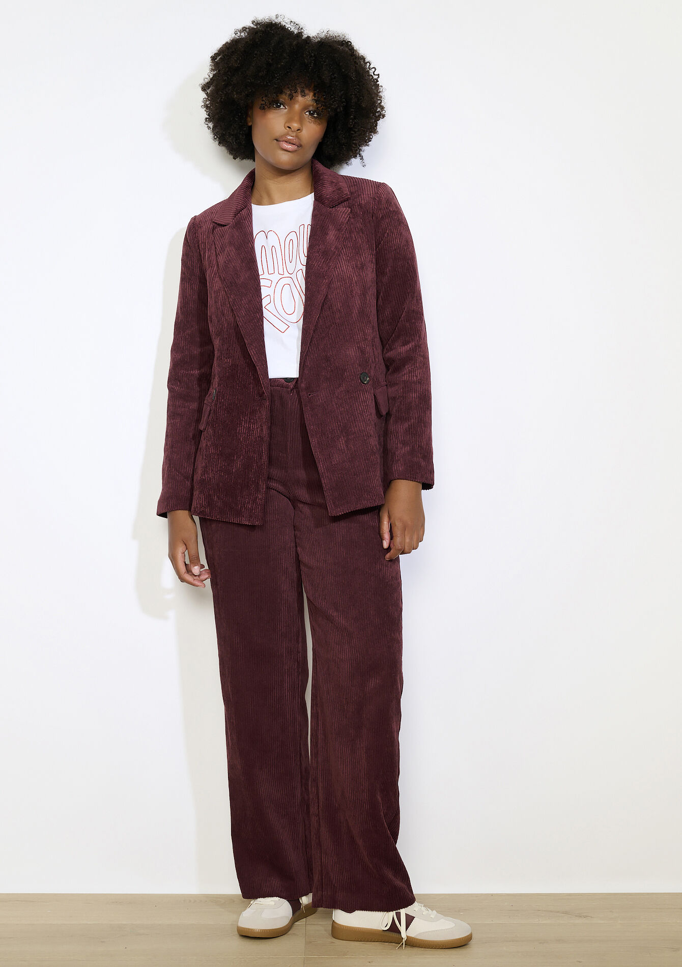 Getailleerde corduroy blazer, Getailleerde corduroy blazer - AUBERGINE - 09101112_1537