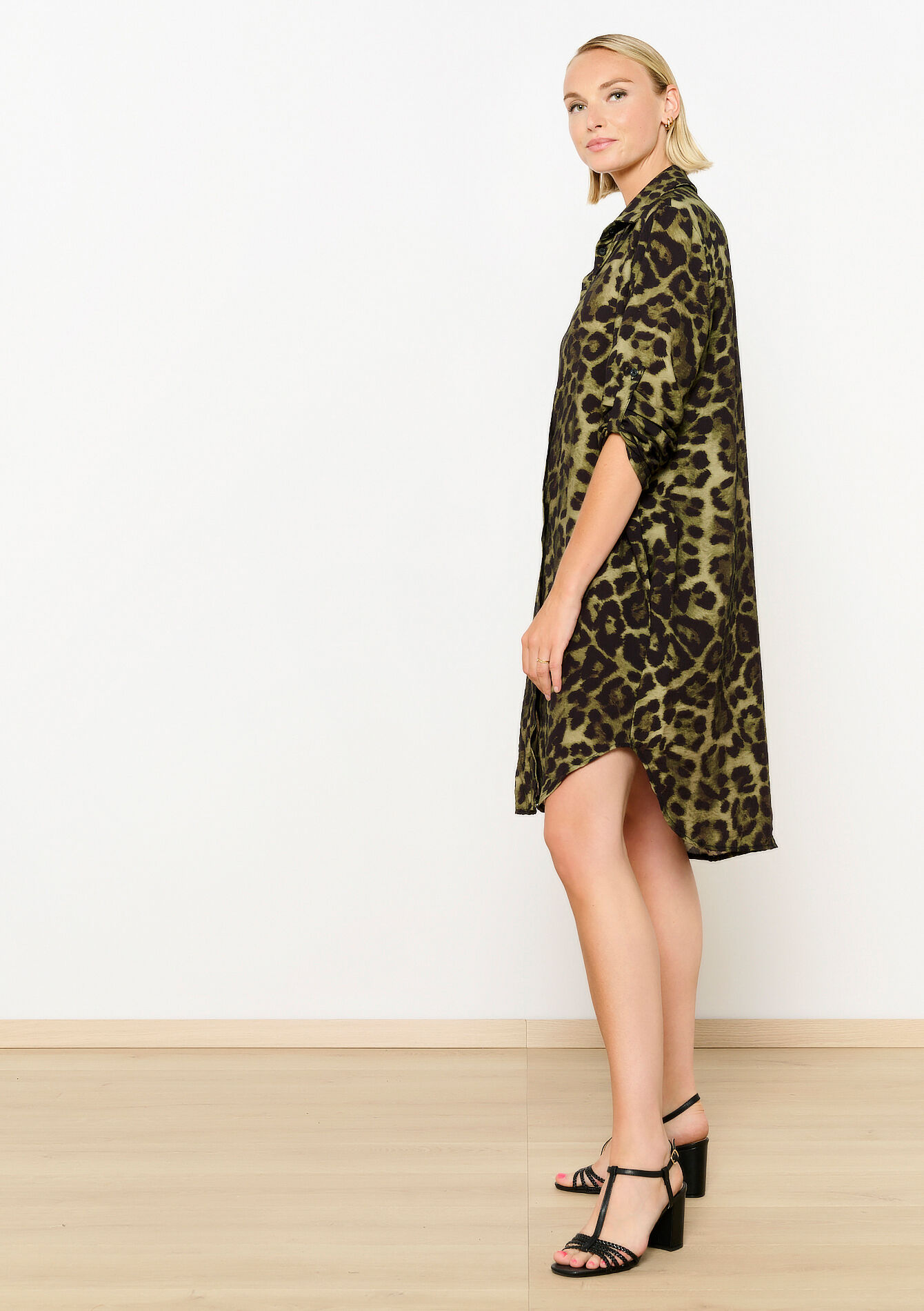 Shirt dress with leopard print, Shirt dress with leopard print - KHAKI DARKY - 08103811_4208
