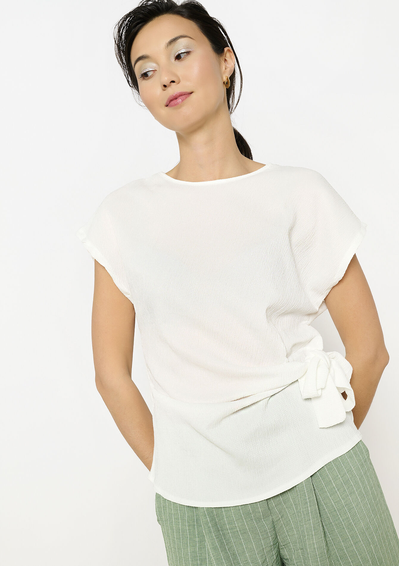 Top met strikceintuur, Top met strikceintuur - OPTICAL WHITE - 02301862