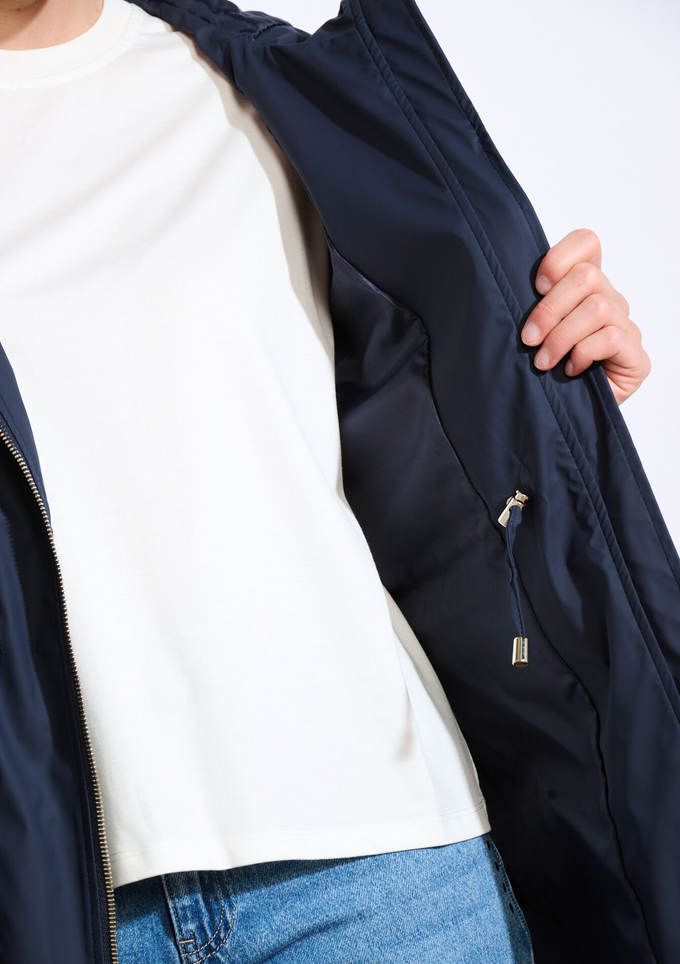 Imperméable mi-long à capuche, Imperméable mi-long à capuche - NAVY BASIC - 23000785_2723