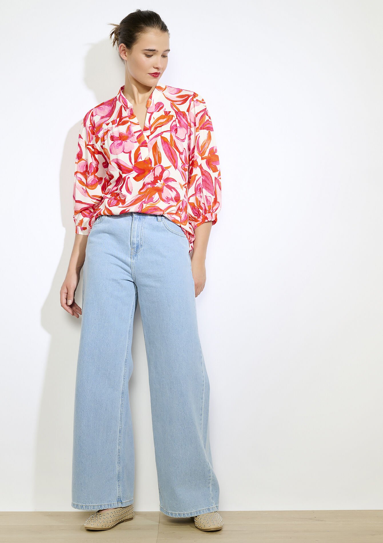 Luchtige printblouse - FUCHSIA - 05702908_5626