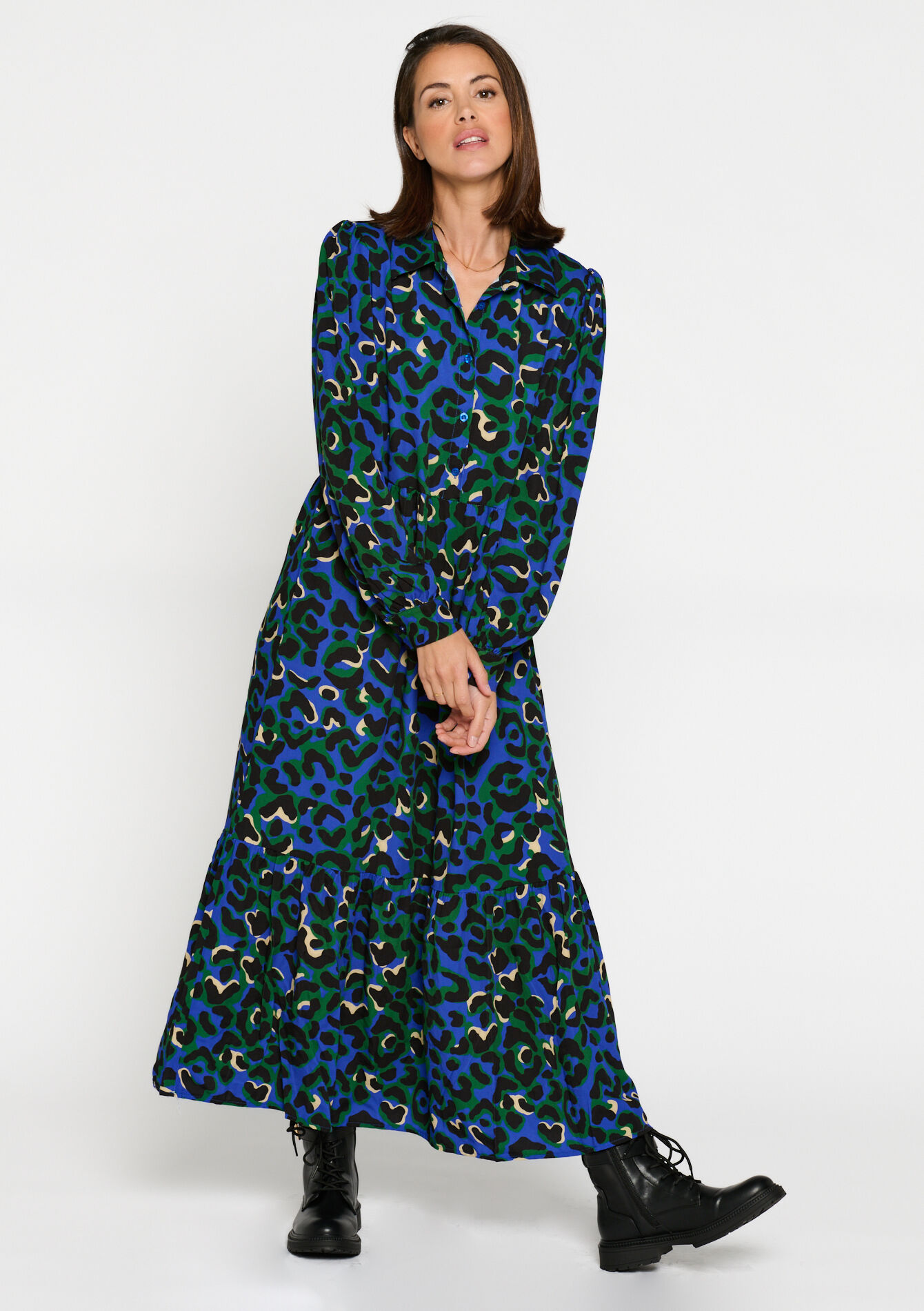 Leopard print maxi dress, Leopard print maxi dress - ELECTRIC BLUE - 08602189_1619