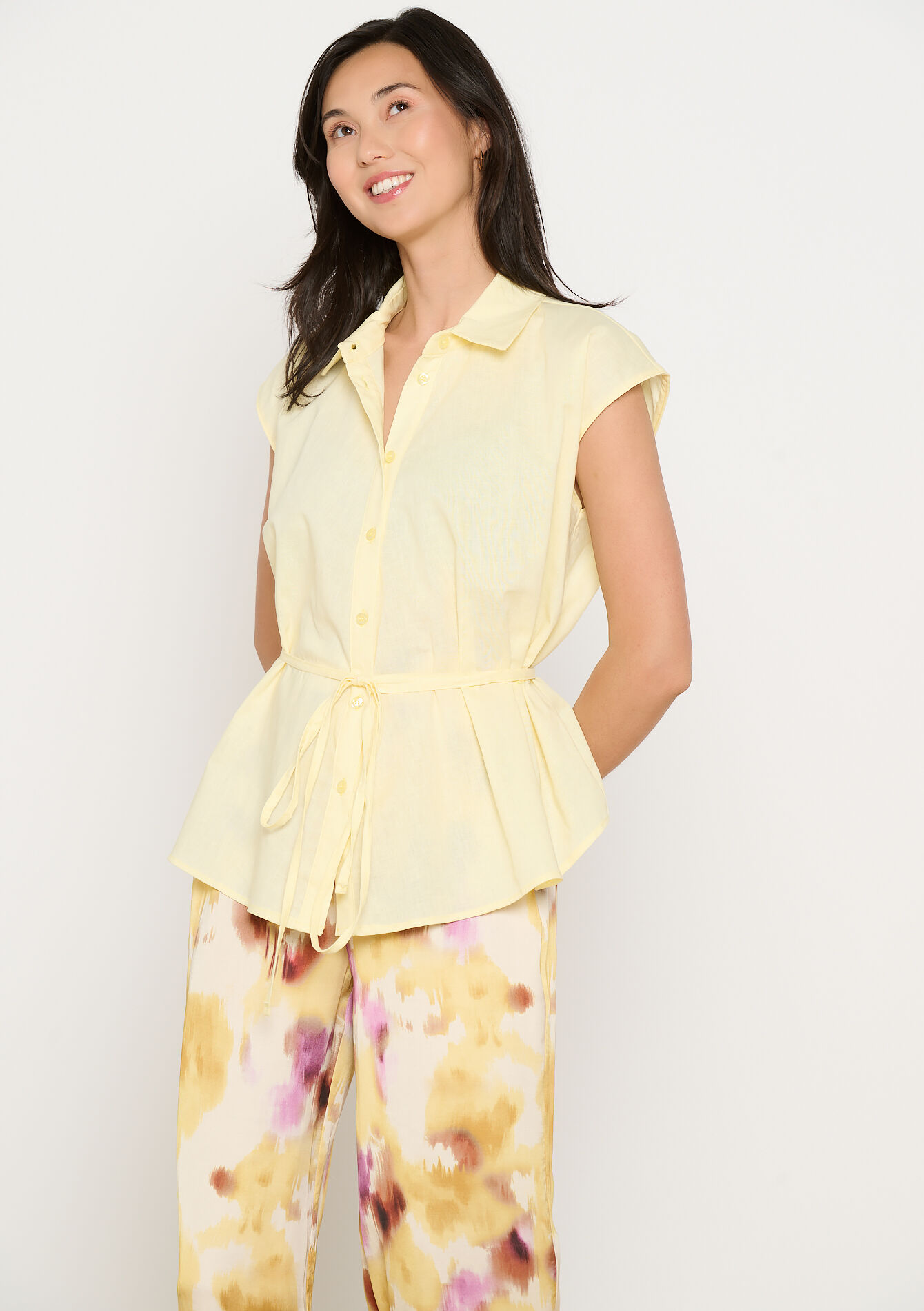 Belted wrap blouse - YELLOW PASTEL - 05702841_5004